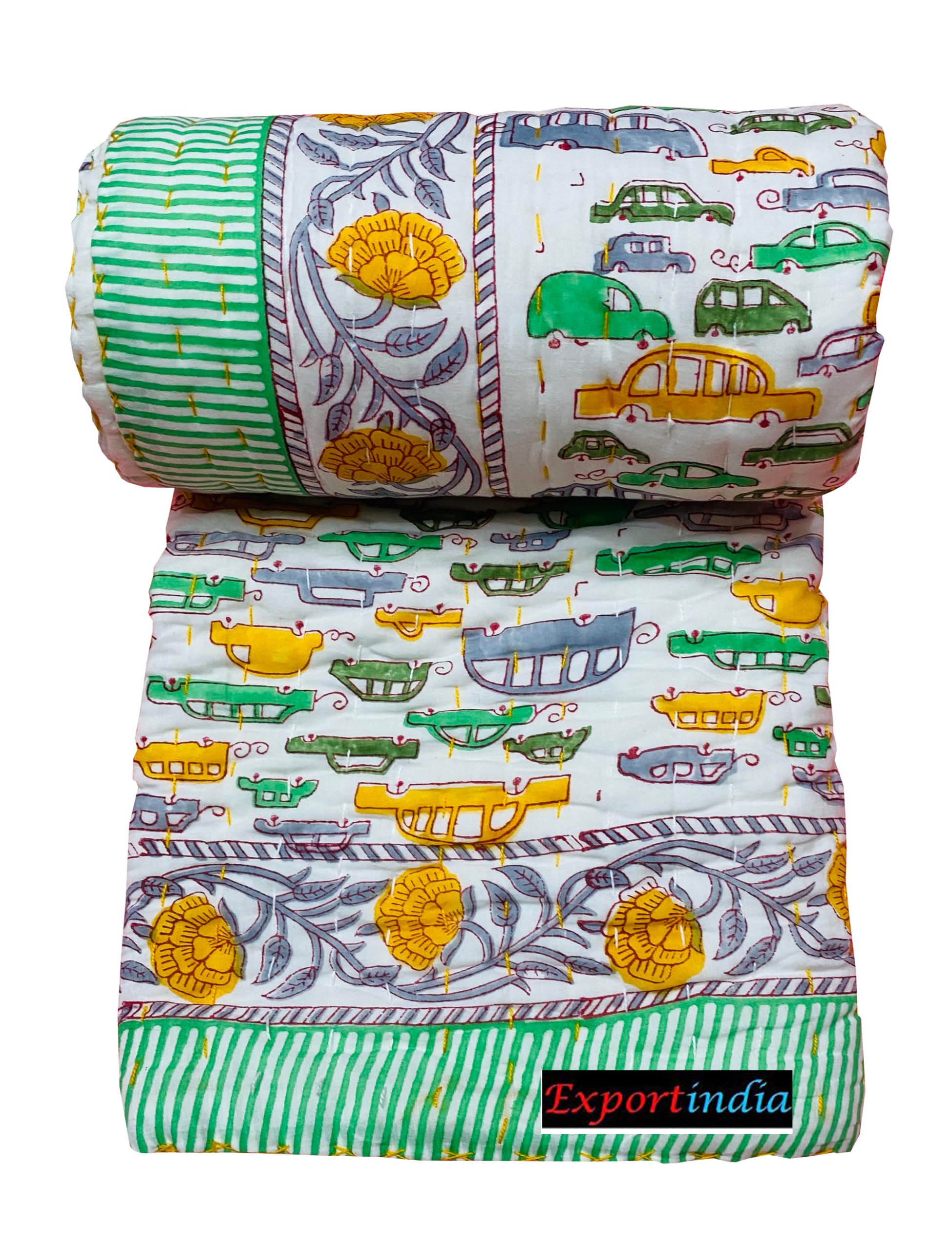 Generic Exportindia Indian Hand Block Printed 100% Cotton Baby Quilt Soft Fine Cotton Baby Quilt Warm Baby Quilt