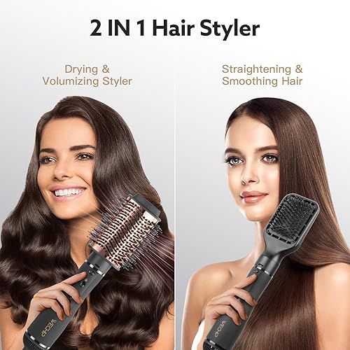 Miniatura 2 de 2 en 1 WeChip Cepillo de aire caliente  Secador de pelo desmontable y secador de iones negativos de cerámica para secar, alisar, rizar, 3 ajustes de