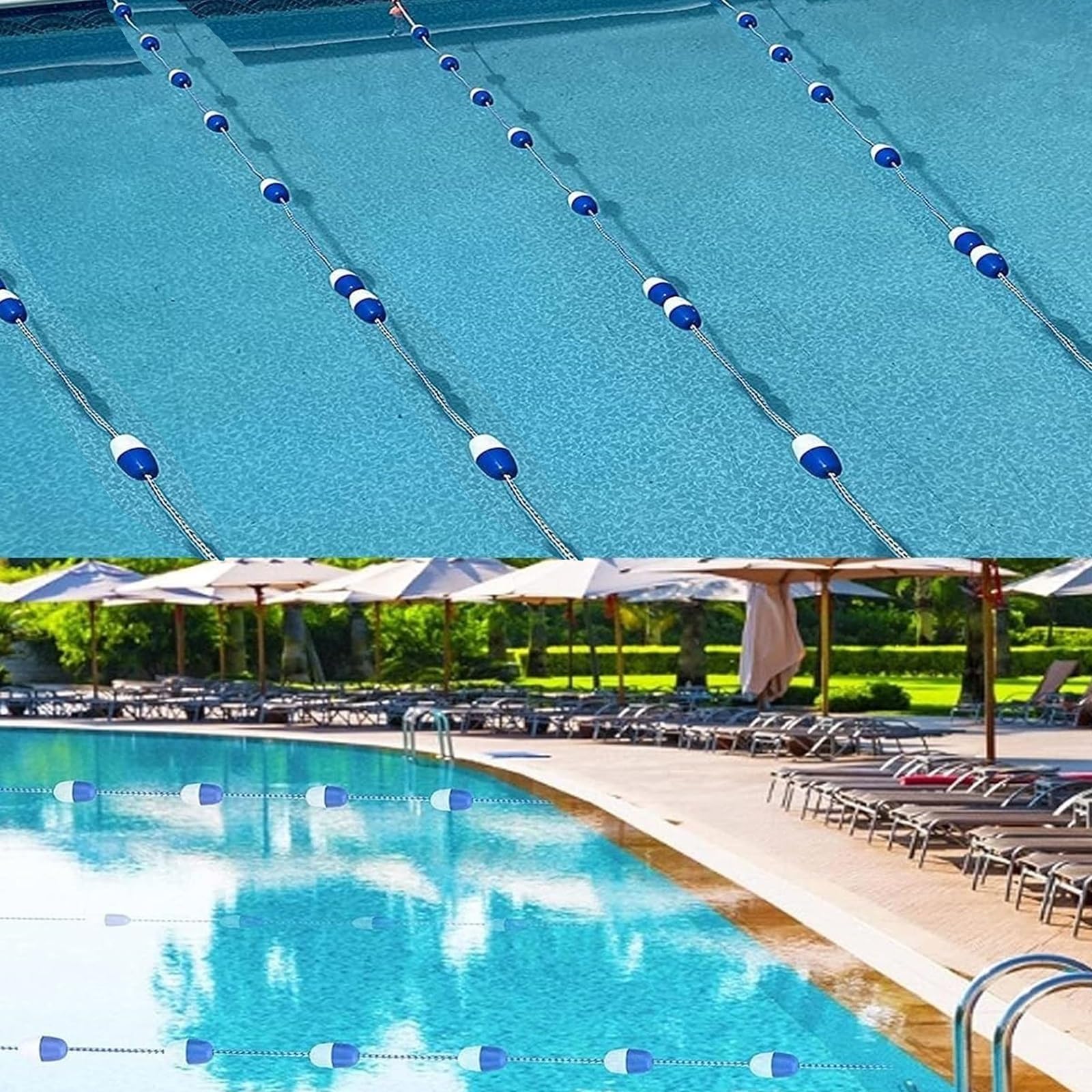 Genérico Cuerda de Seguridad para Piscinas - Flotador Divisor de Piscina de 65 Metros, Marcador de Carril de natación de Alta Visibilidad, Cuerda Duradera para la separación Segura de carriles de Nat