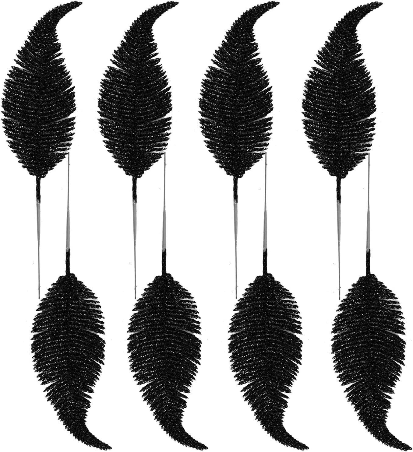 Pack of 8 Christmas Glitter Feathers Artificial Feather