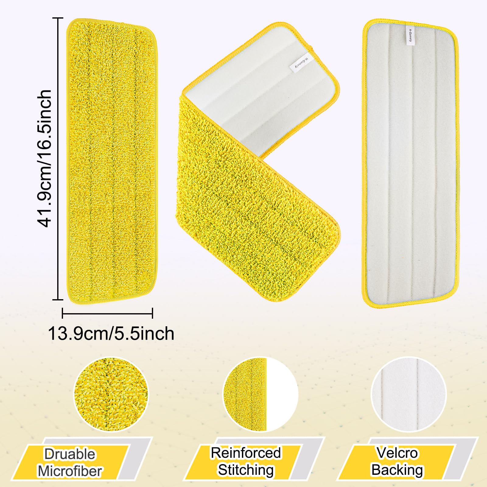 Paquete de 8 almohadillas reutilizables de microfibra de 16.5 pulgadas, cabezales de repuesto para fregonas húmedas y secas, compatibles con el sistema de cuidado de suelos Bona