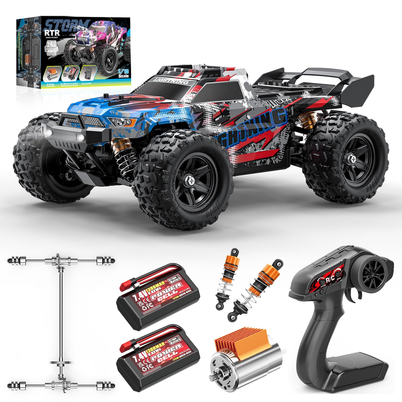 RC Cars 1 18 All-Terrain Off-Road RC Truck for Adults 4WD 4 4 Fast Remote Control Car High