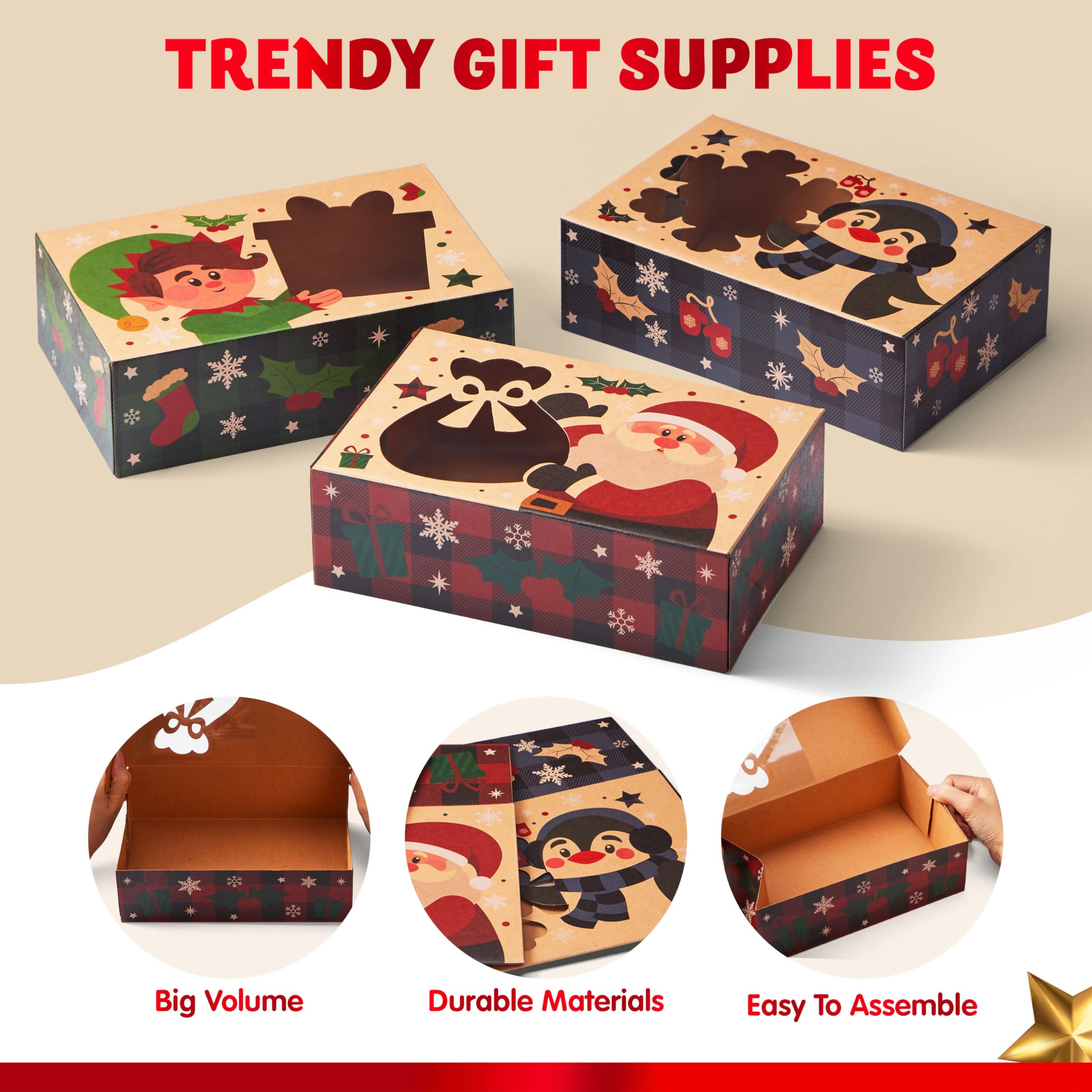 HOWAF 24Pcs Christmas Kraft Paper Gift Boxes, Candy House - View #5