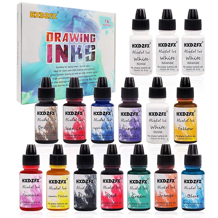 Buy Alcohol Ink Set 16 Vibrant Colors High Concentrated Alcohol