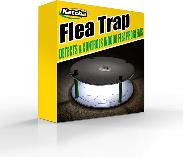 Complete PORTABLE (NO WIRES) FLEA TRAP by Katcha® + 3 STICKY DISCS  The ONLY PORTABLE Trap on Amazon  Mimics Animal Body Heat  Easy, Effective & SAFE