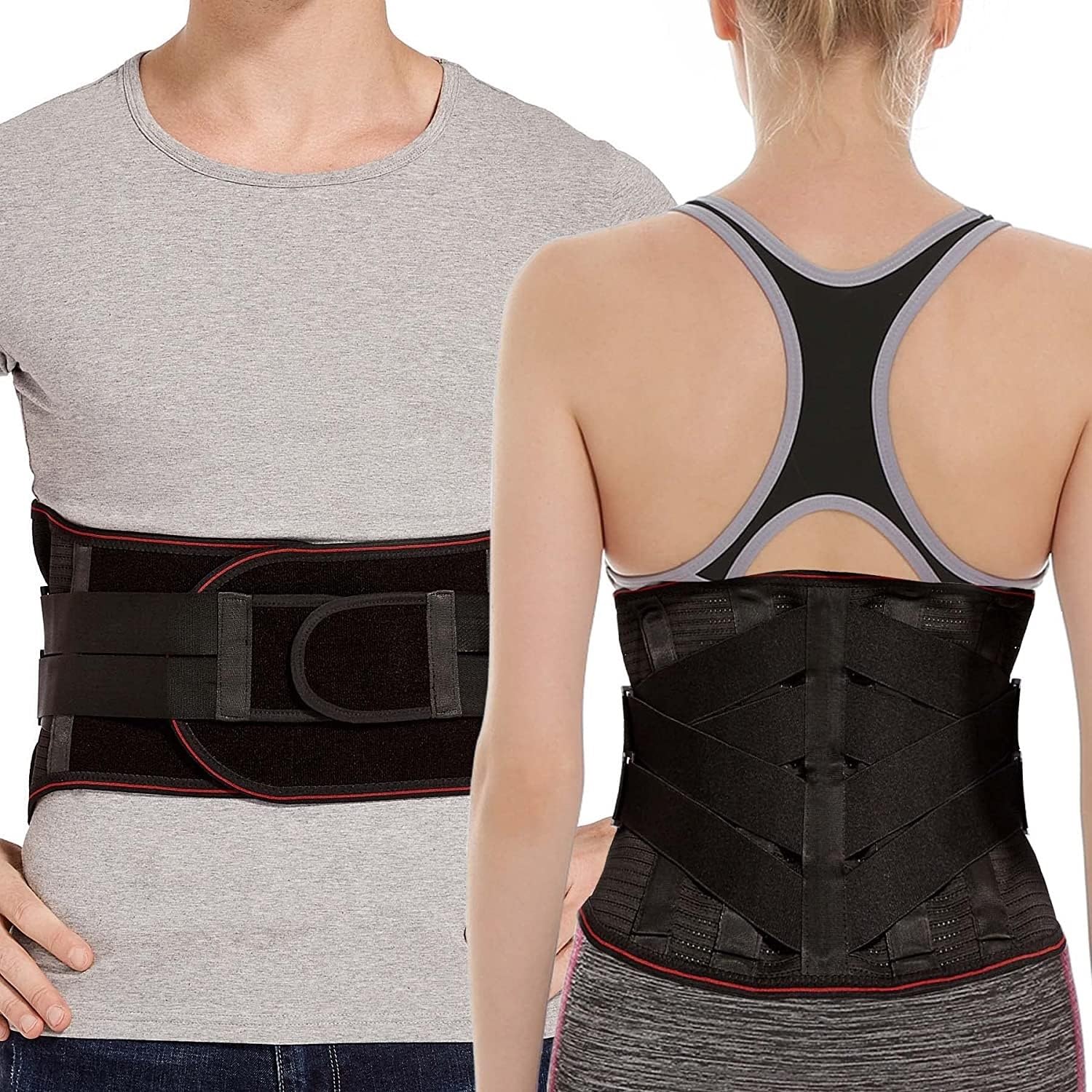 Cinturón para Hombres y Mujeres, Faja Lumbar para aliviar el Dolor, Banda de descompresión Lumbar Transpirable para Levantamiento de Pesas, Trabajo y Hernia discal.