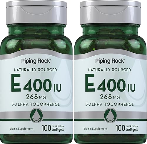 Vista 8 de Piping Rock Cápsulas blandas de vitamina E de 400 UI 268 mg 100 cápsulas de cápsulas blandas D-alfa tocoferol Suplemento sin OMG, sin gluten