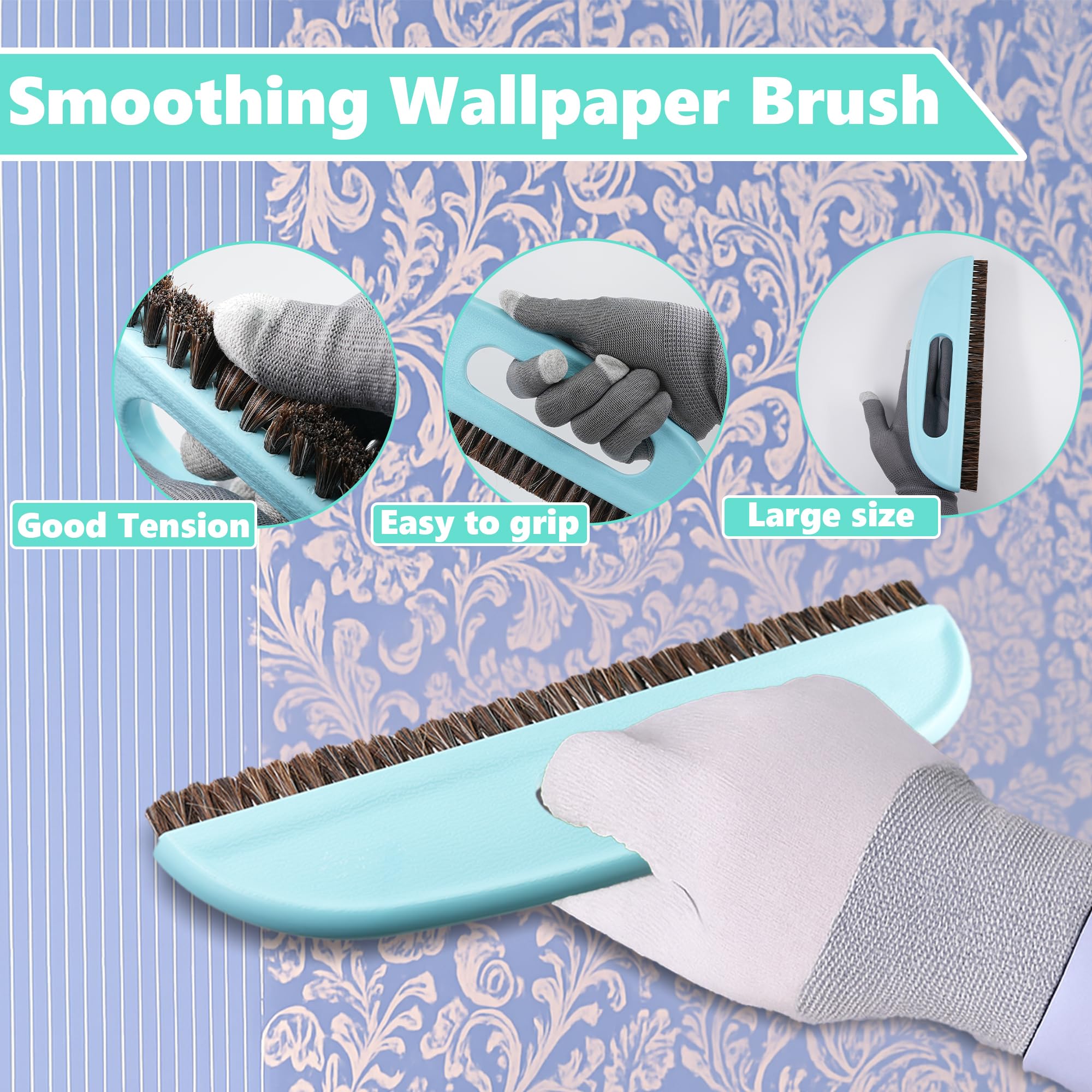 Wallpaper Smoothing Tool Kit 9pcs, Vinyl Wrap Application Set including Brush, Squeegee, Scraper, Trimming Tool, Scissors - Image 2