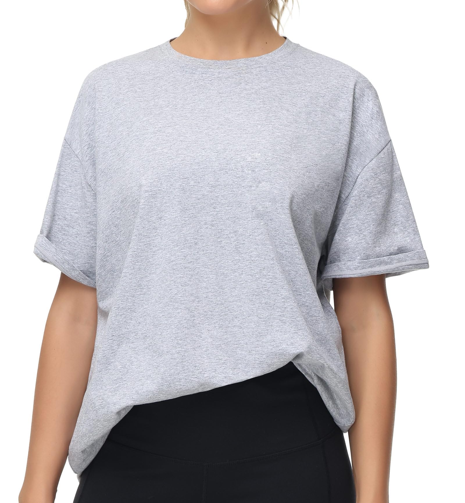 THE GYM PEOPLE Women's Casual Oversized T-Shirts Summer Crewneck Short Sleeve Workout Basic Tee Tops