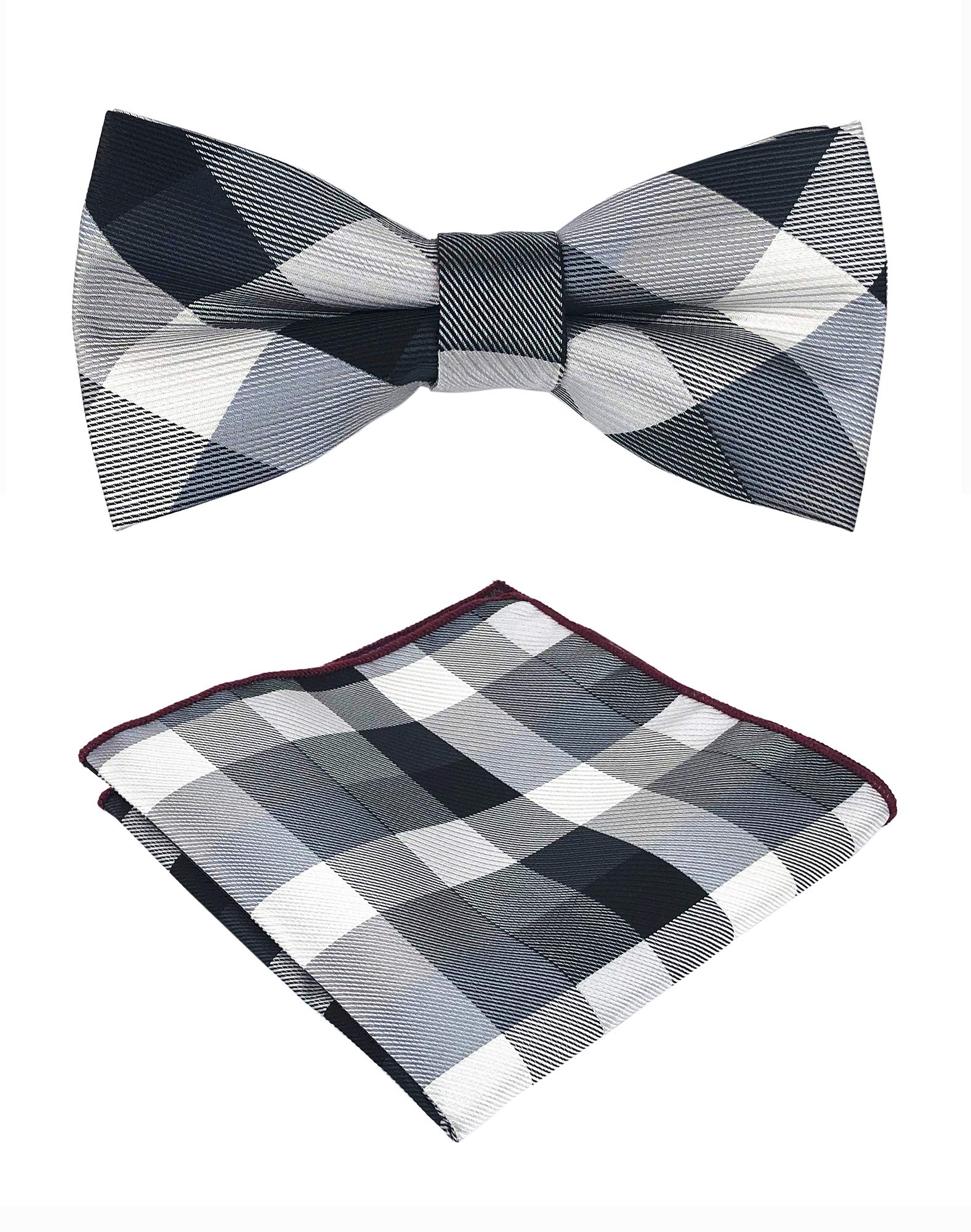Kihatwin Skinny Ties for Mens Novelty Plaid Check Business Wedding Fashion Formal Neckties 2.7, Pocket Square, Bow Ties