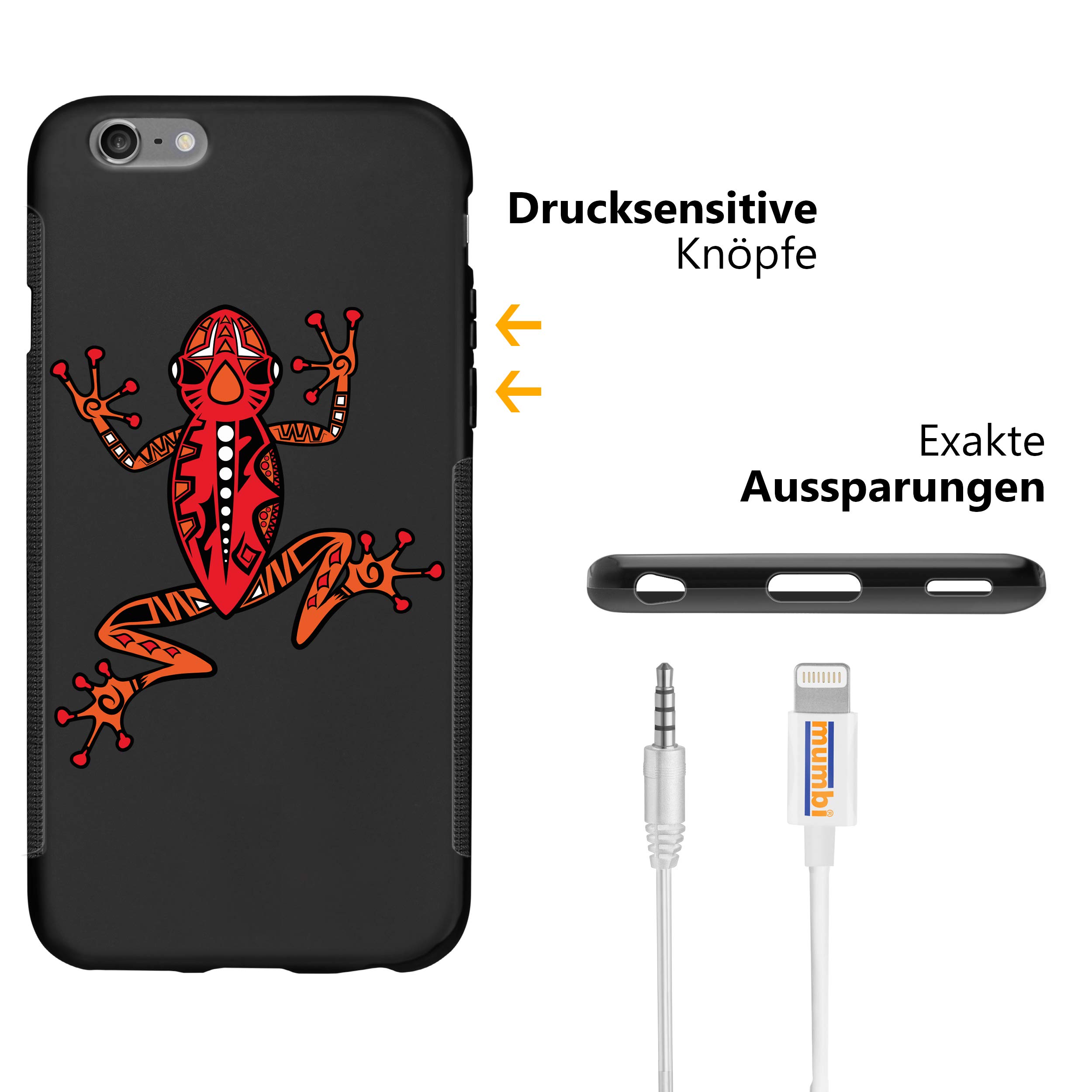 Claus GmbH mumbi Case Compatible with iPhone 6 / 6S Mobile Phone Case Double Grip with Frog Motif Black, Frog Black - Image 4
