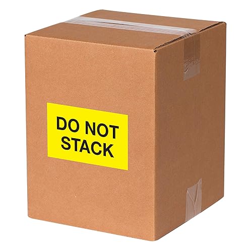 Miniatura 2 de Tape Logic Aviditi Tape Logic - Calcomanía de advertencia amarilla fluorescente "Do Not Stack", de 3 x 5 pulgadas, para envío, manipulación,