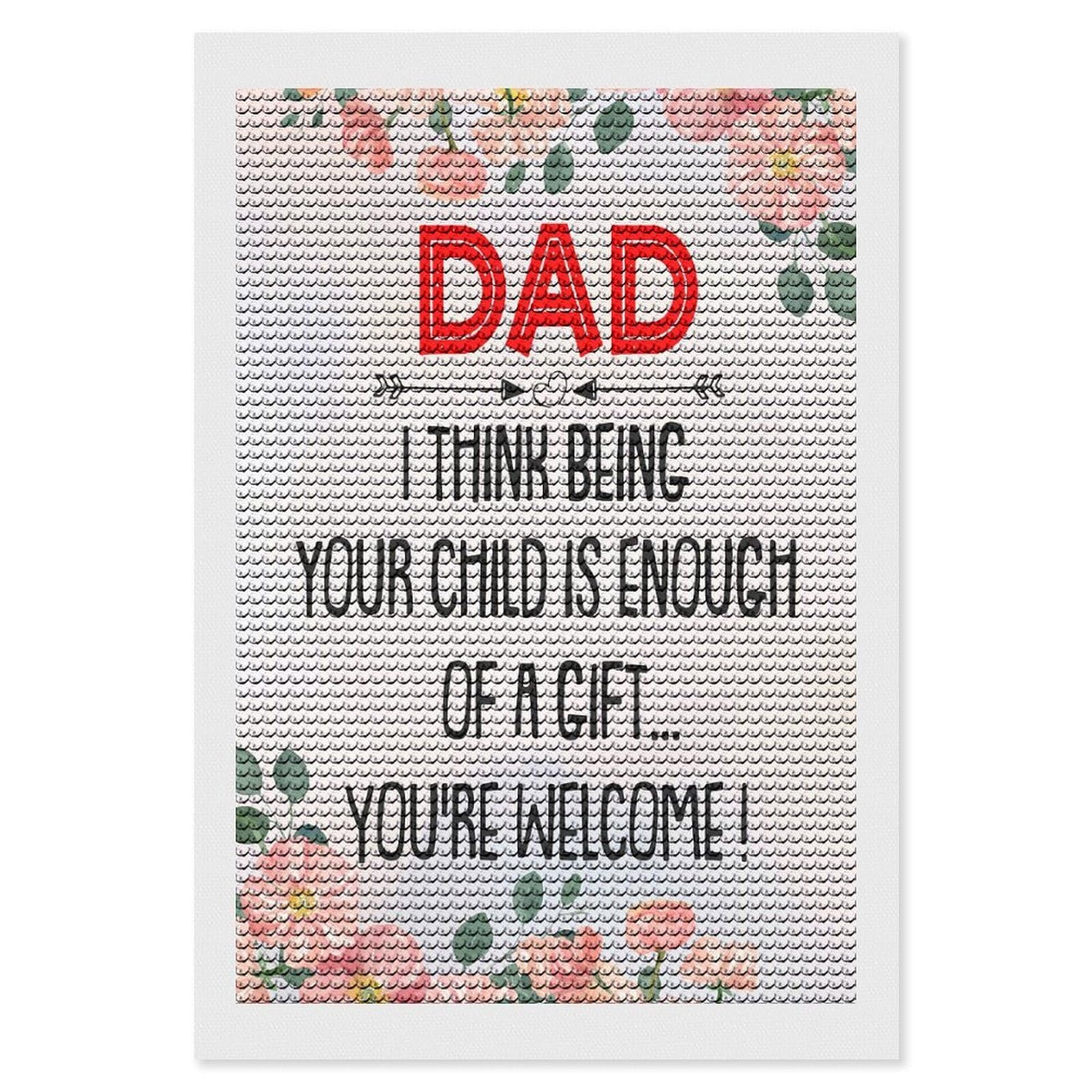 Junmoney Dad I Think Being Daughter Diamond Painting Set 8"x12", for Beginners, Modern Decor, Simple to Start, Gift Idea, Pleasing Wall Art Project