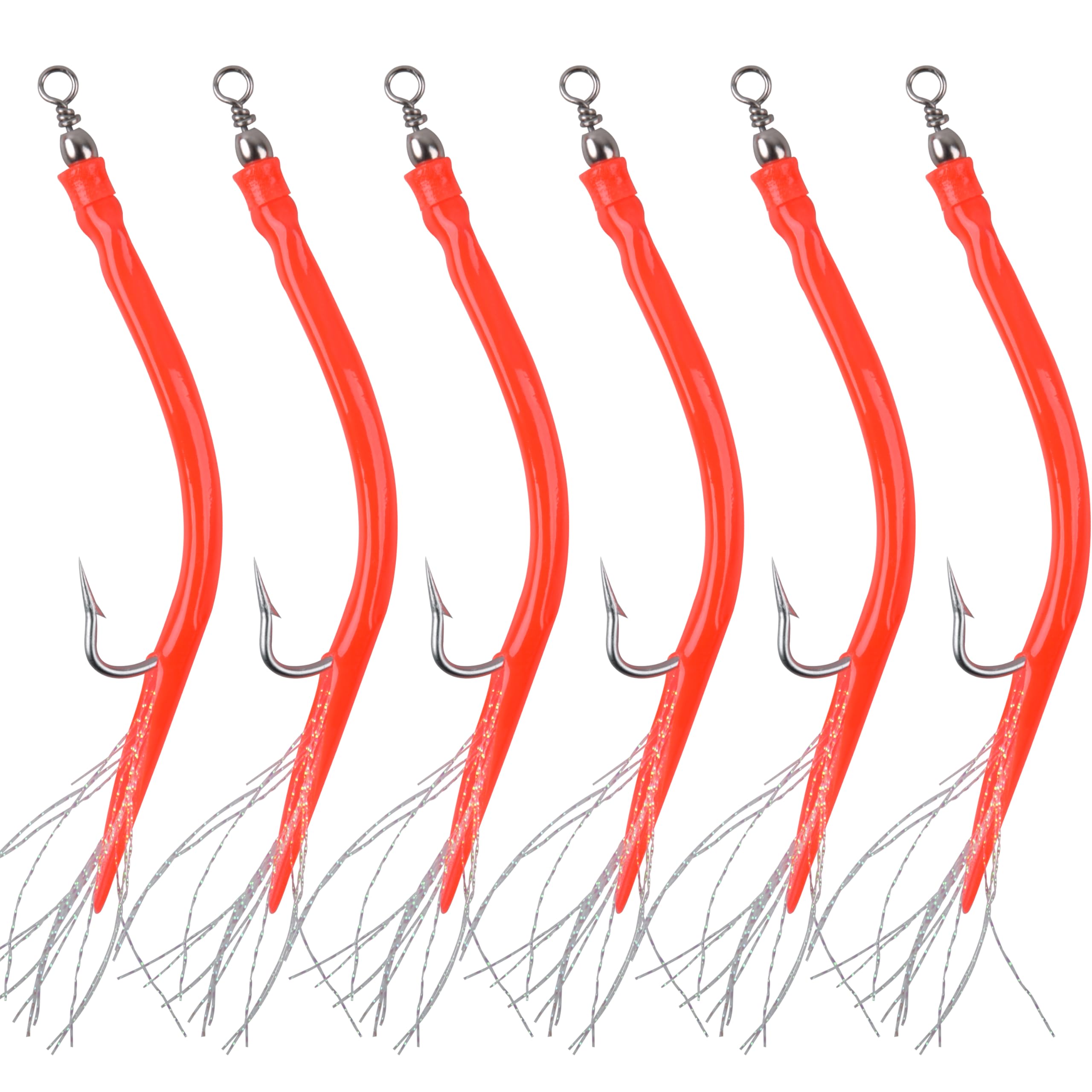 Angelköder für Barsch, gestreift, 6 Stück, für Dorsch, Salzwasser, Dorsch, mit Edelstahl-Haken, Drehgelenk für Offshore, Trolling, Striper, Barsch, Dorsch, Großwildangeln