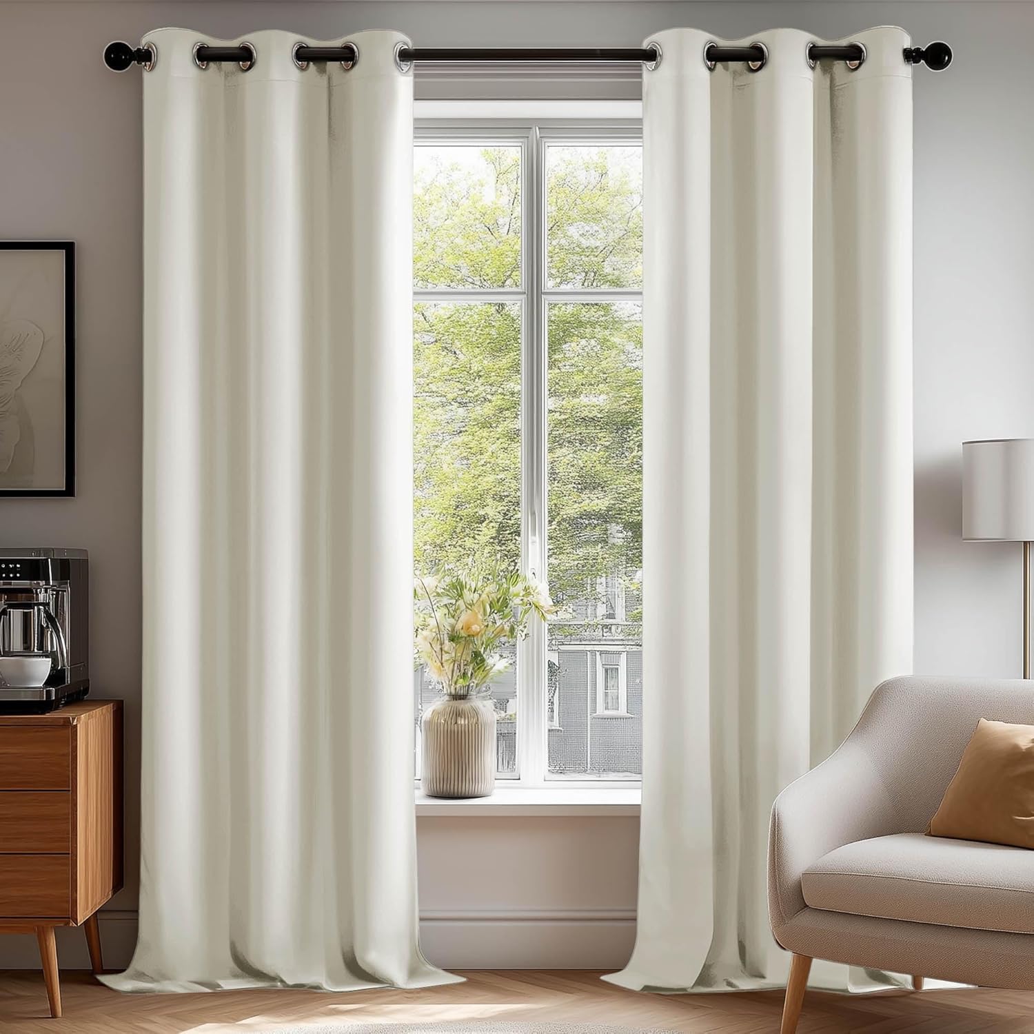 Deconovo Blackout Curtains for BedroomSet of 2 42W x 84L Inch Thermal Insulated & Noise Reducing PanelsHome Window Room Darkening Sustainable Grommet Drapes for Living Room and Nursery, Light Beige