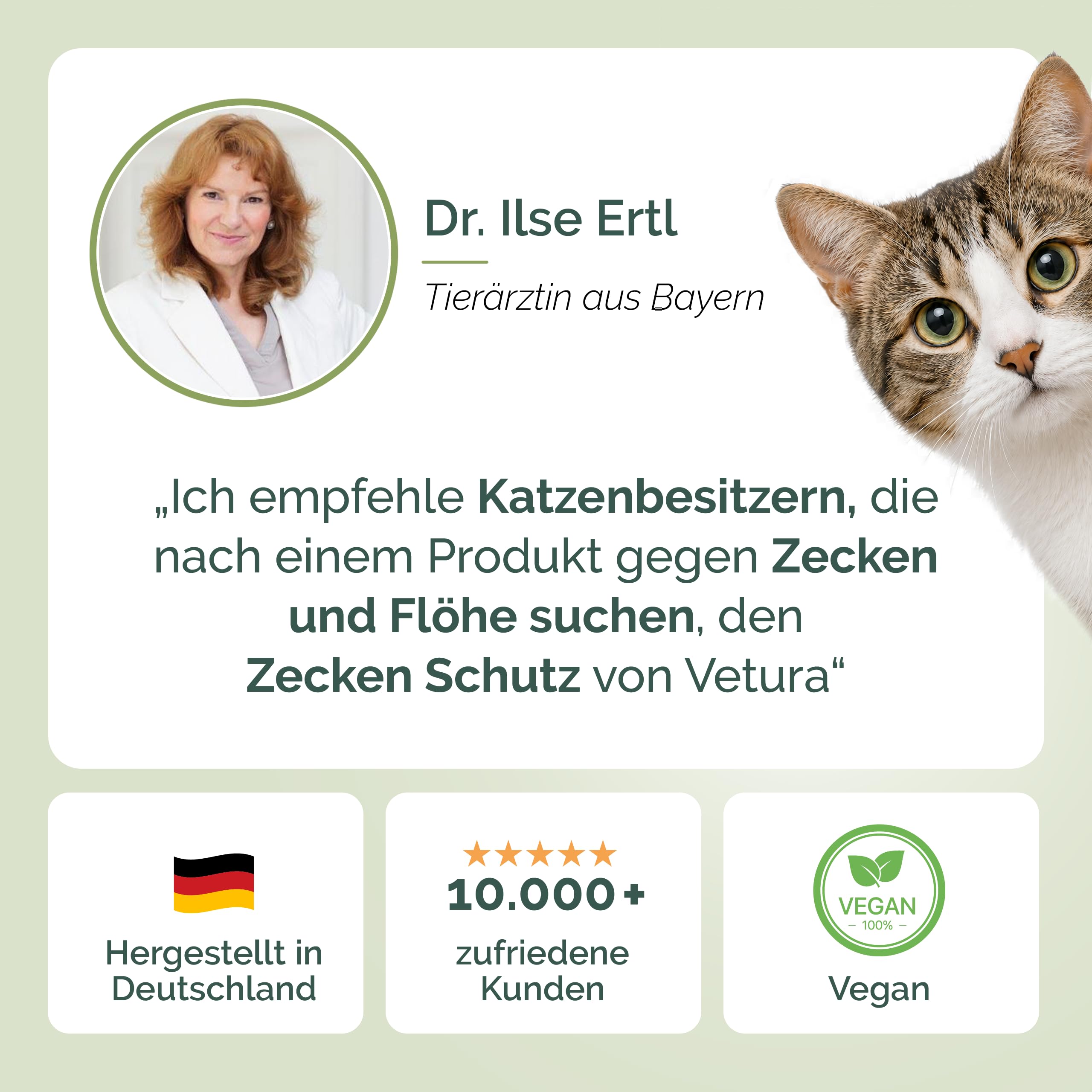 Zeckenschutz für Katzen - Spot-On mit Repellent-Wirkung (Duftstoff) gegen Zecken & Flöhe - 5 Ampullen für 10 Wochen - Für Katzen ab 2 Monaten ohne synthetische Insektizide - Made in Germany