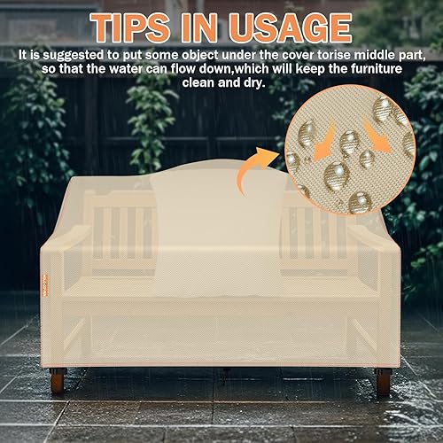 Miniatura 6 de Fundas impermeables para muebles de patio, para padres (beige, 78 pulgadas de ancho x 34 pulgadas de profundidad x 31 pulgadas de alto)