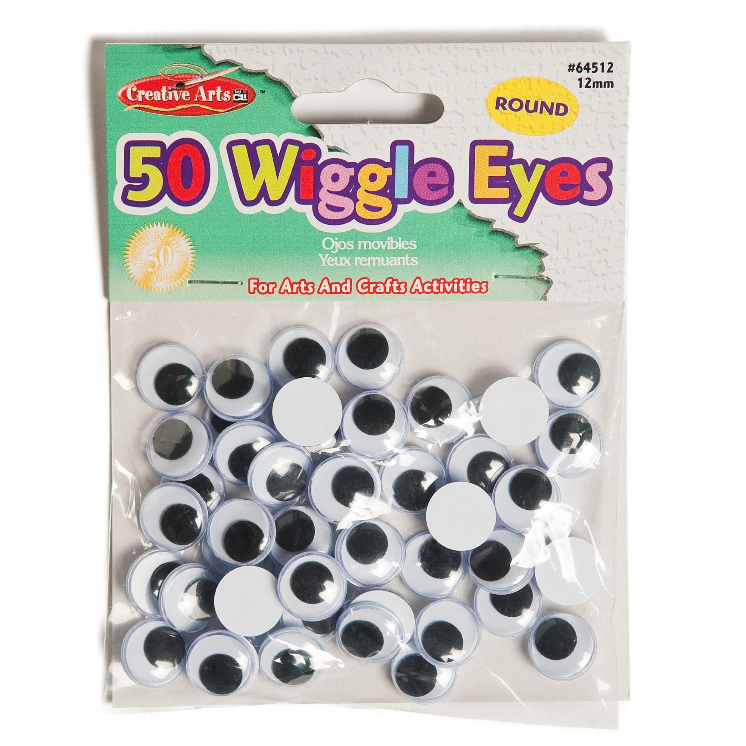 Creative Arts by Charles Leonard Wiggle Eyes, Round, 12mm, Black (64512)