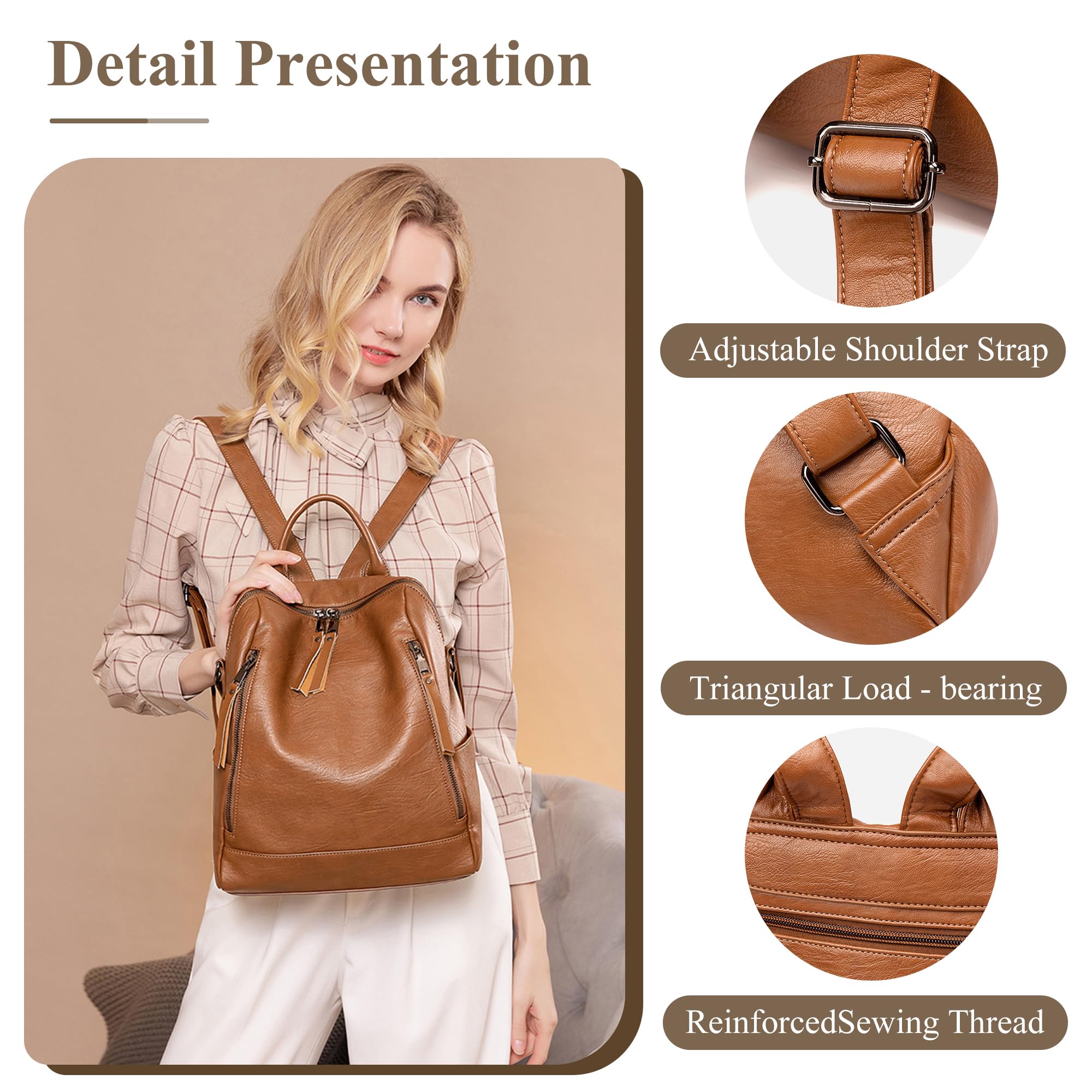 Zaino Donna In PU Impermeabile - Antifurto, Elegante, Per Lavoro, Università E Viaggio