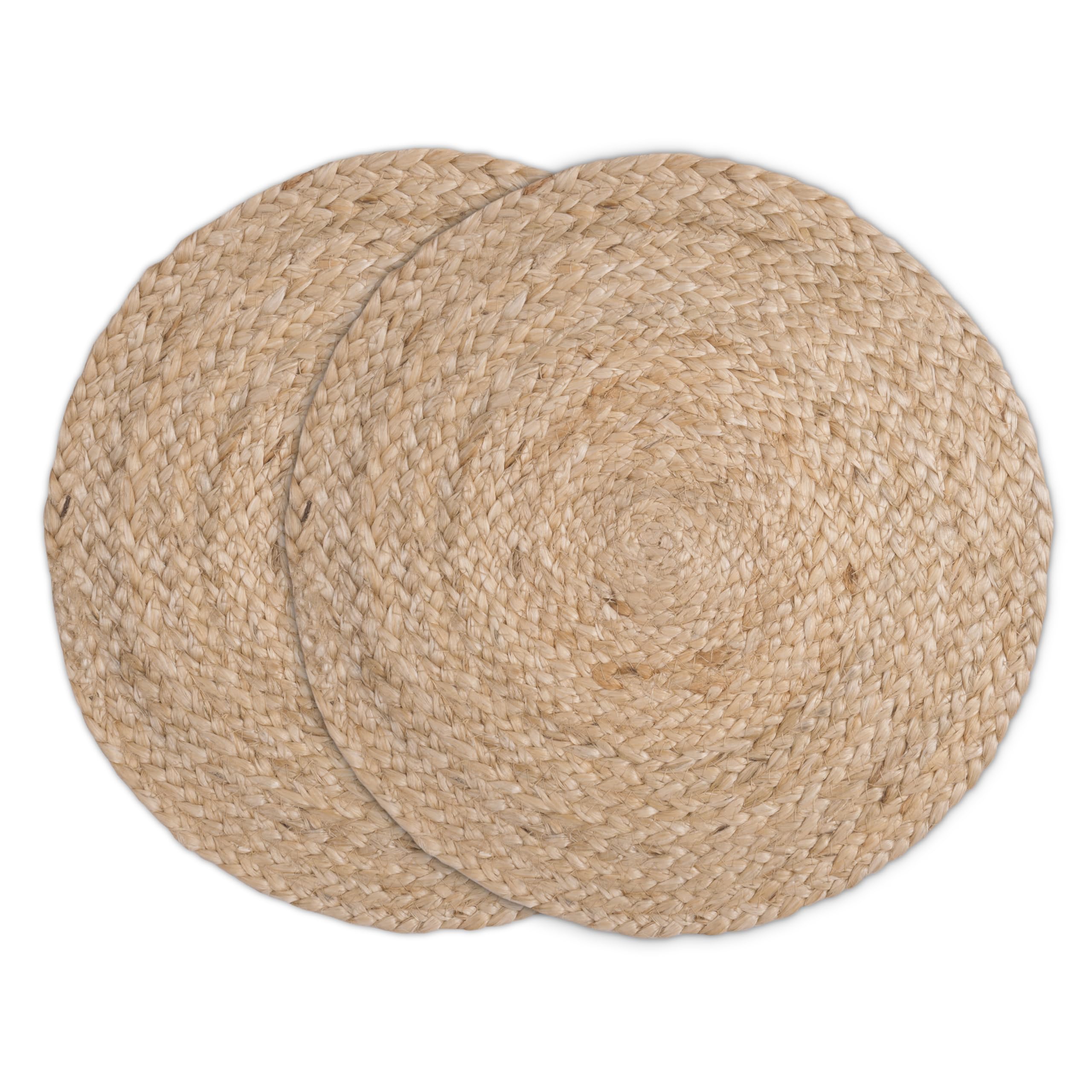 Encasa XO Dining Table Mats Set of 2 | Jute Round Placemat - 32 cm Diameter | Jute Natural Bleach Color | Handmade Style Chargers for Dinner Plates-image-27