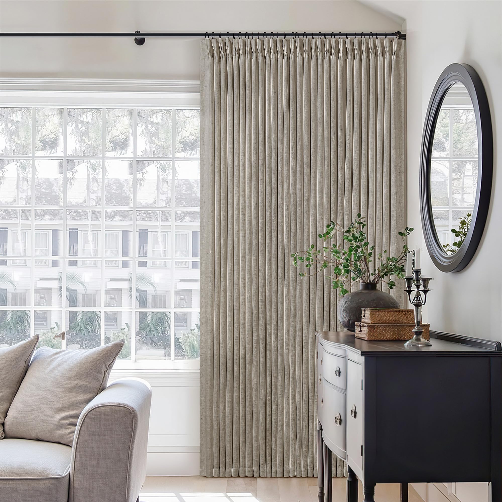 Burlywood Birch 84 Inches Long 70 Inch Wide Linen Curtains Pinch Pleated โ image 1