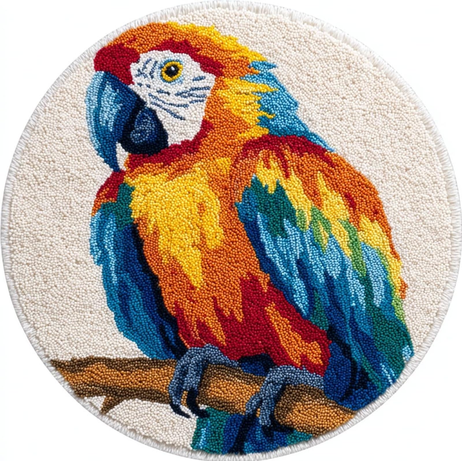 WallustrioaW Latch Hook Rug Kits for Adults Kids,Parrot,Latch Hook Cushion Kits,DIY Yarn Cushion Crochet for Home Decoration,50x50cm
