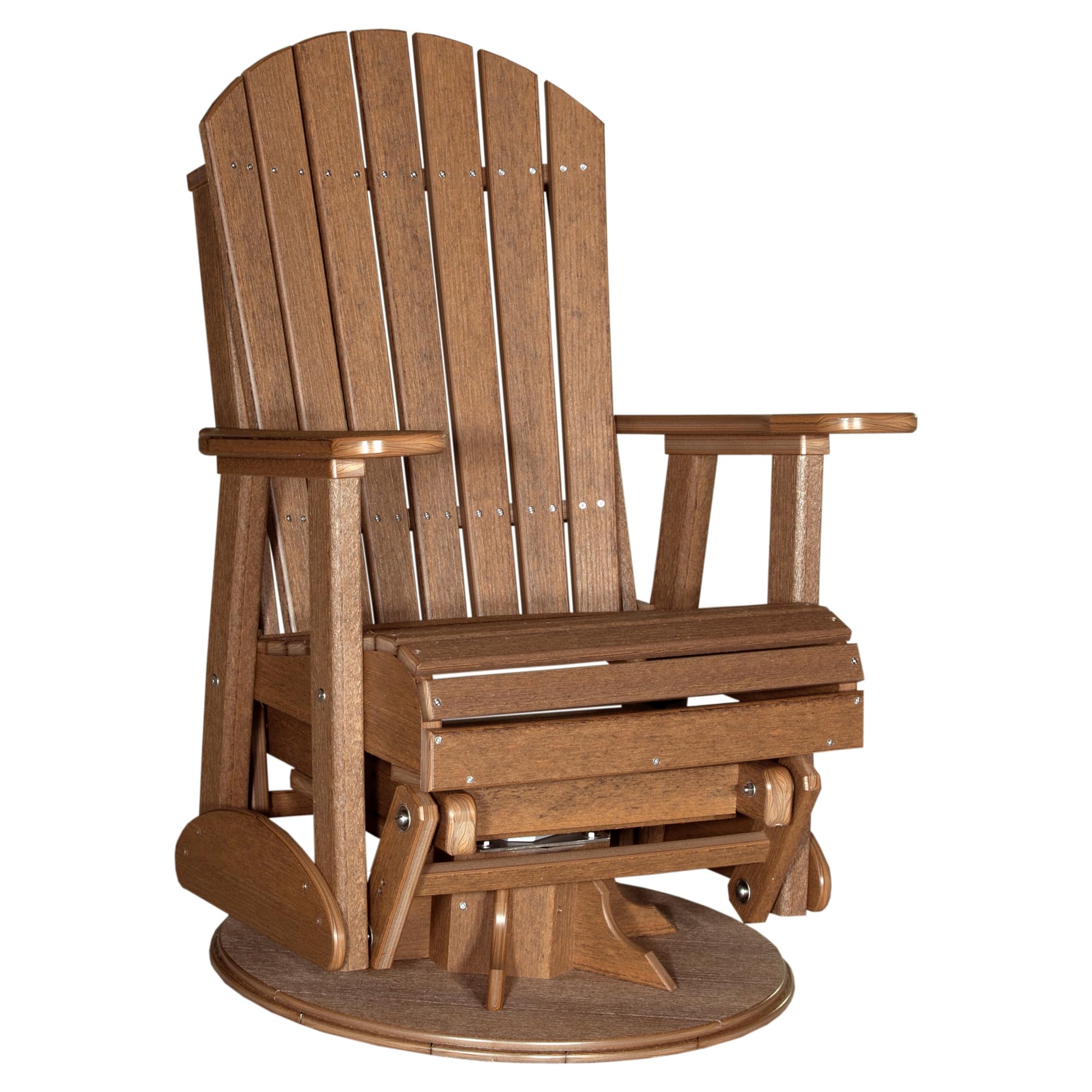 LuxCraft 2' Adirondack Outdoor Swivel Glider Chair, Patio Glider Rocker, Outdoor Swivel Rocker Chair, Glider Rocking Chair (Antique Mahogany)
