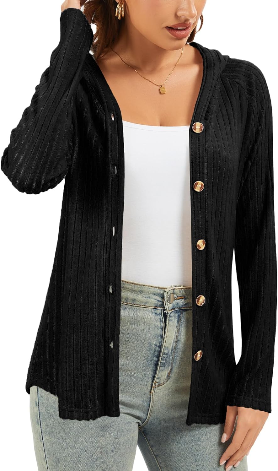 Cardigan Sweaters for Women Button Essentials Hoodies Long Sleeve Tops Business Casual Outfits Fashion Clothes 2025 - Image 3