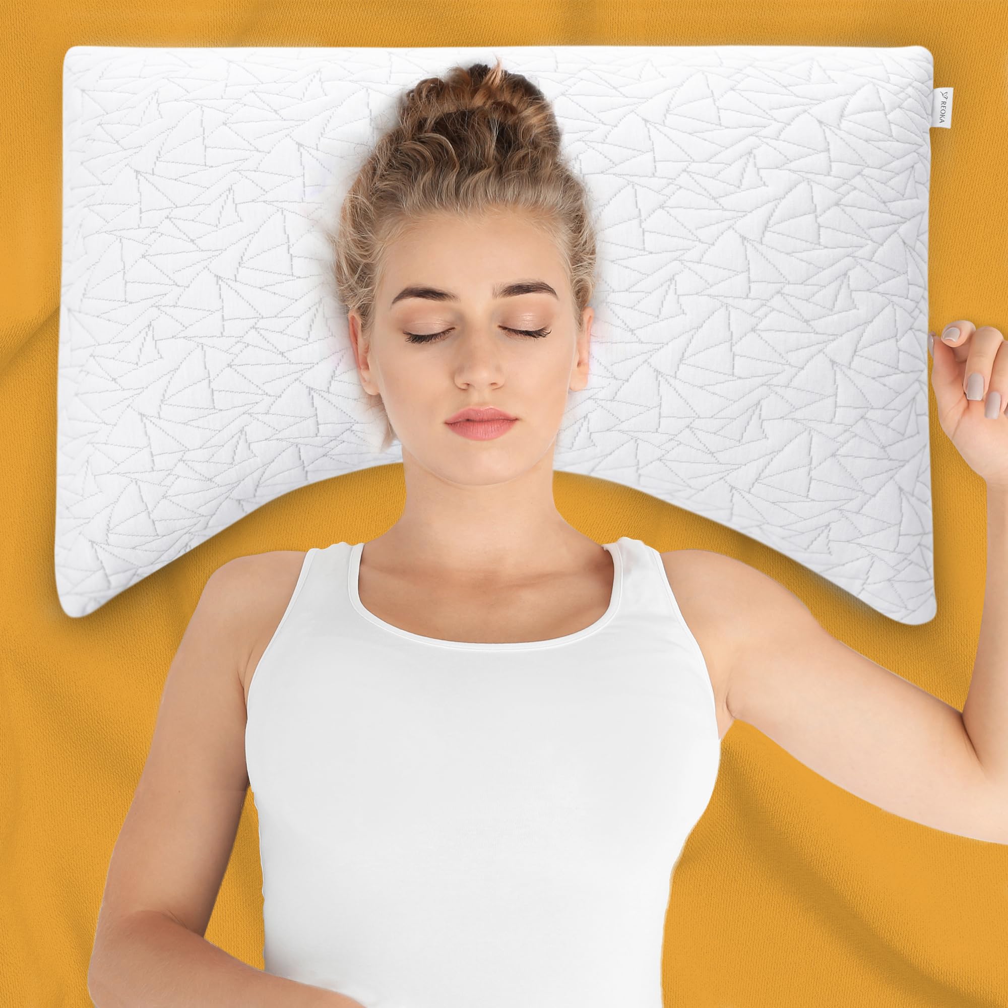 Side Sleeper Pillow (Queen) Unique Crescent Pillow for Neck Pain Relief, Memory Foam Side Sleeper Pillow for Adults, Back Sleeper, Stomach Sleeper, Adjustable with Extra Foam Filling Included