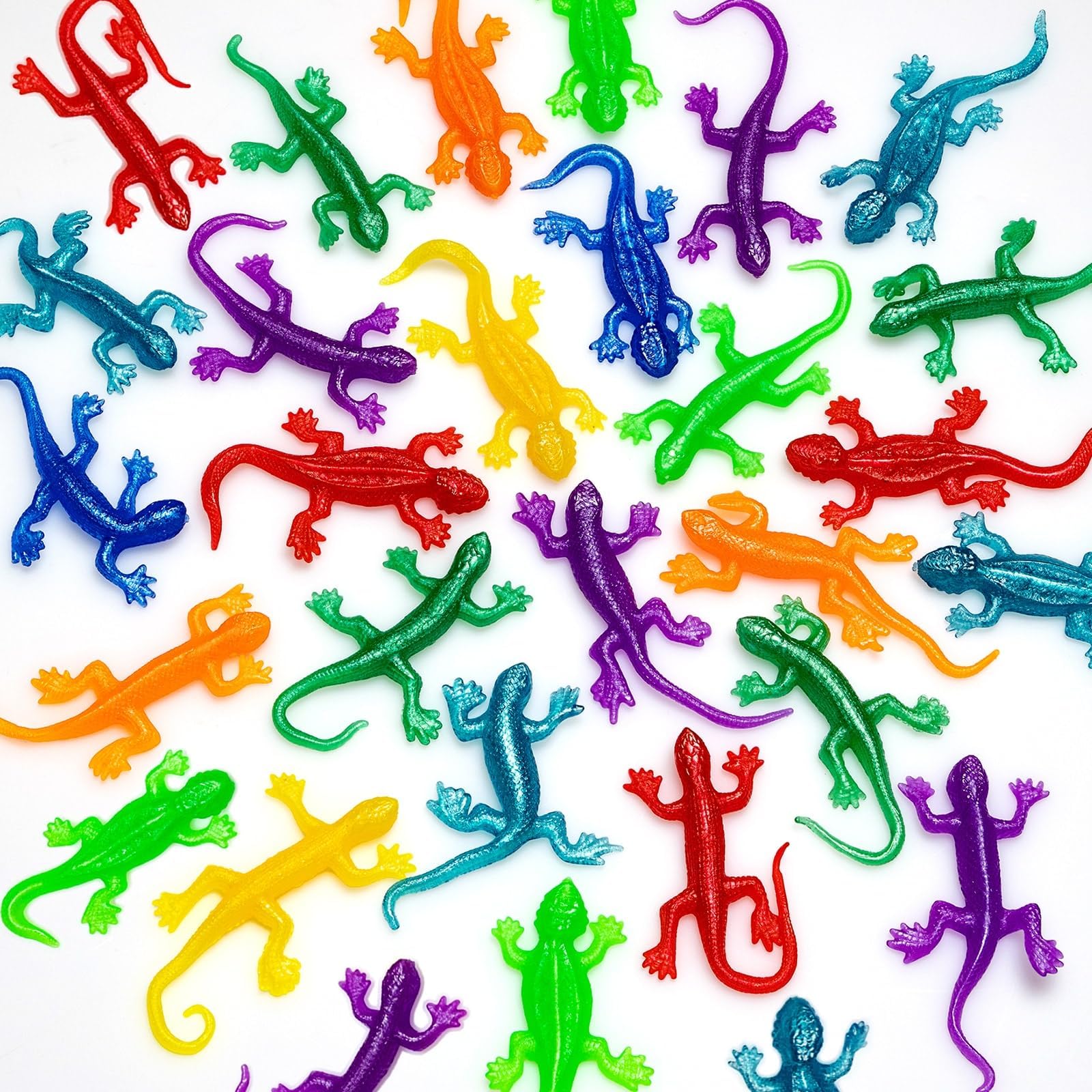 KXCOFTXI 40 Pcs Stretchy Lizard for Halloween, 8 Color Lizard Toys for Teenagers to Funny, Rubber Fake Lizards Set for Halloween, Rubber Lizard Toy for Parody Filler