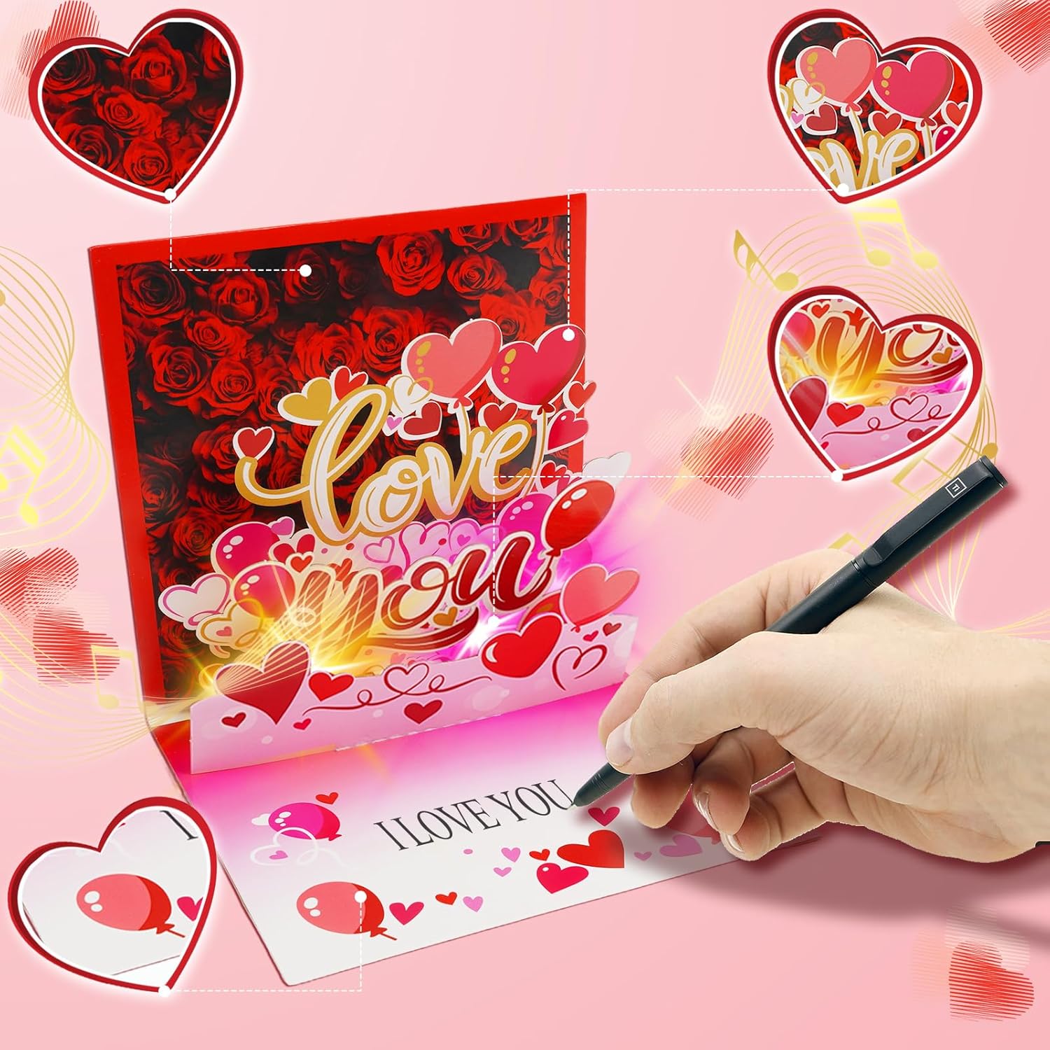 Valentine’s Day Card, Musical Pop up Cards, Anniversary Card with Light and Music, Romantic Greeting Card for Women Men Children, Envelope Included. - Image 4