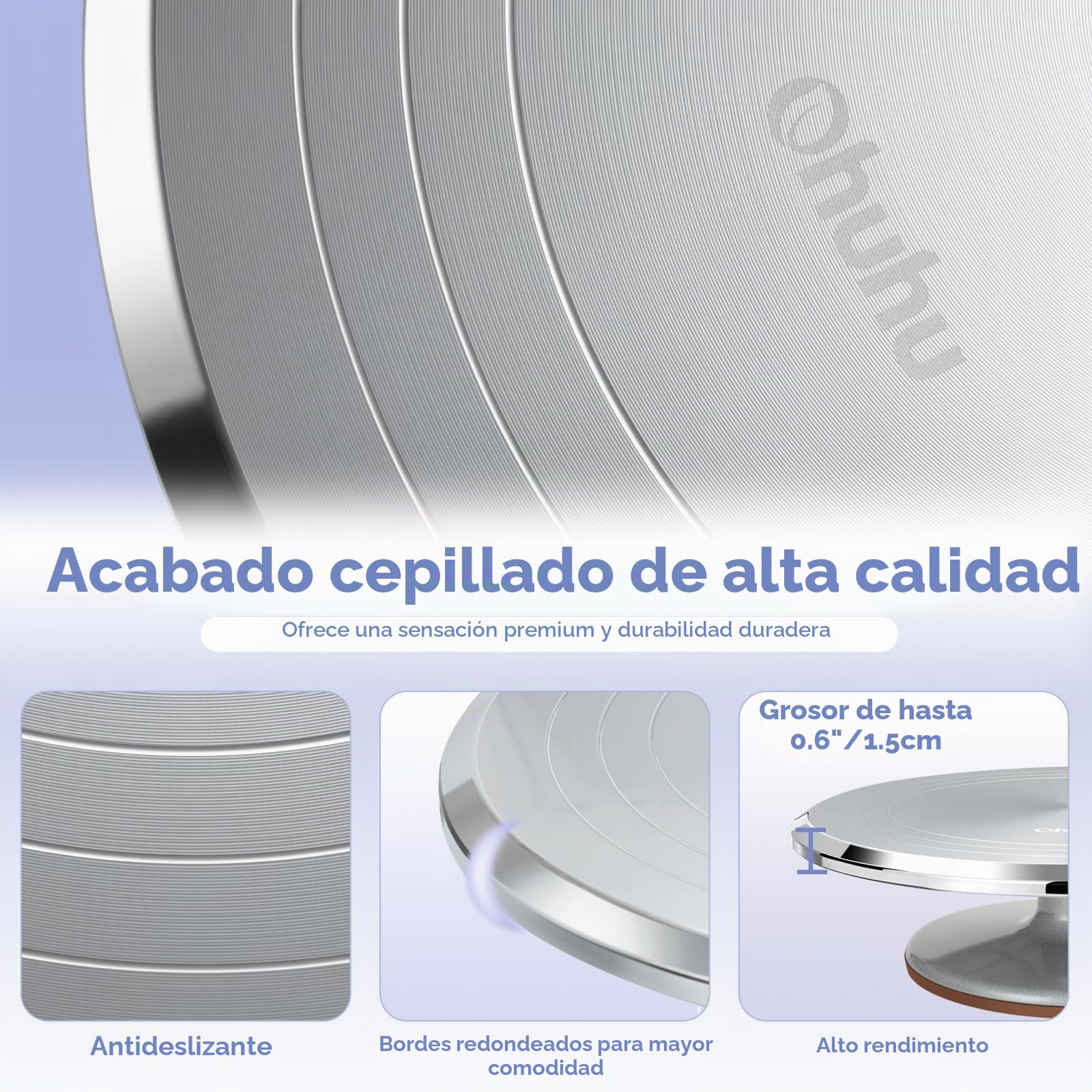 Ohuhu Plato Giratorio para Tartas, 12 Pulgadas Bandejas para Tartas Aleación de Aluminio para Hornear, Decorar Pasteles, Gran Regalo para Mujeres
