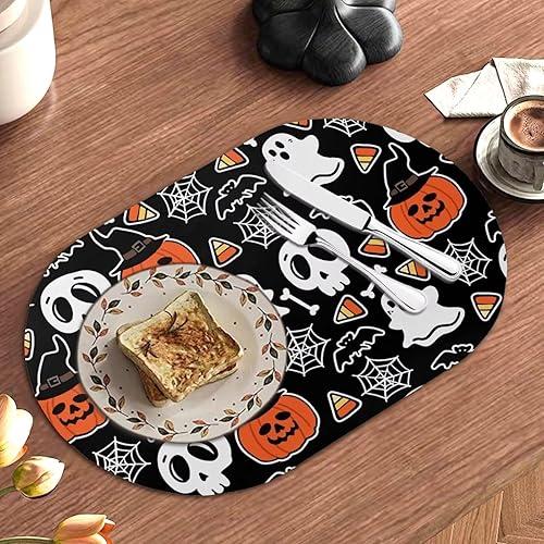 Miniatura 85 de Heat Resistant Placemats Oval Placemats Set of 6 Leather Washable and Wipeable Non Slip Place Mats, Waterproof Modern Dining Table Mats, Oval Floral