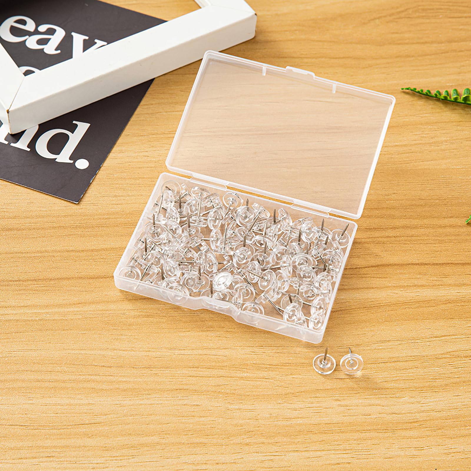 200 Puntine Da Disegno Trasparenti | Con Testa 10 Mm E Ago 13 Mm | Per Bacheche, Lavagne E Mappe | Con Scatola Portatile - Foto 4