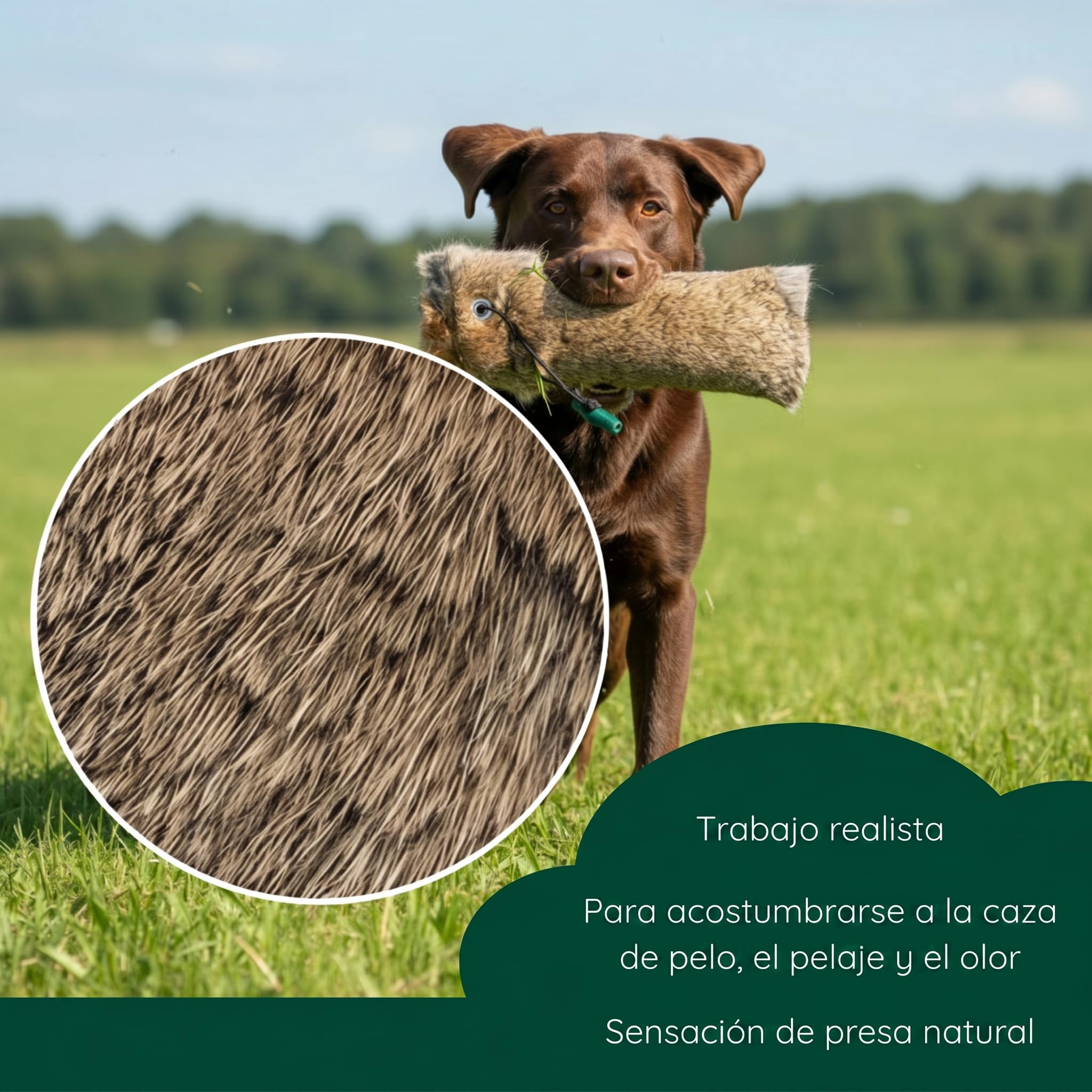 Romneys Dummy de conejo | Dummy estándar 500 g recubierto con piel de conejo real | Apportel Wild para el entrenamiento de perros de caza