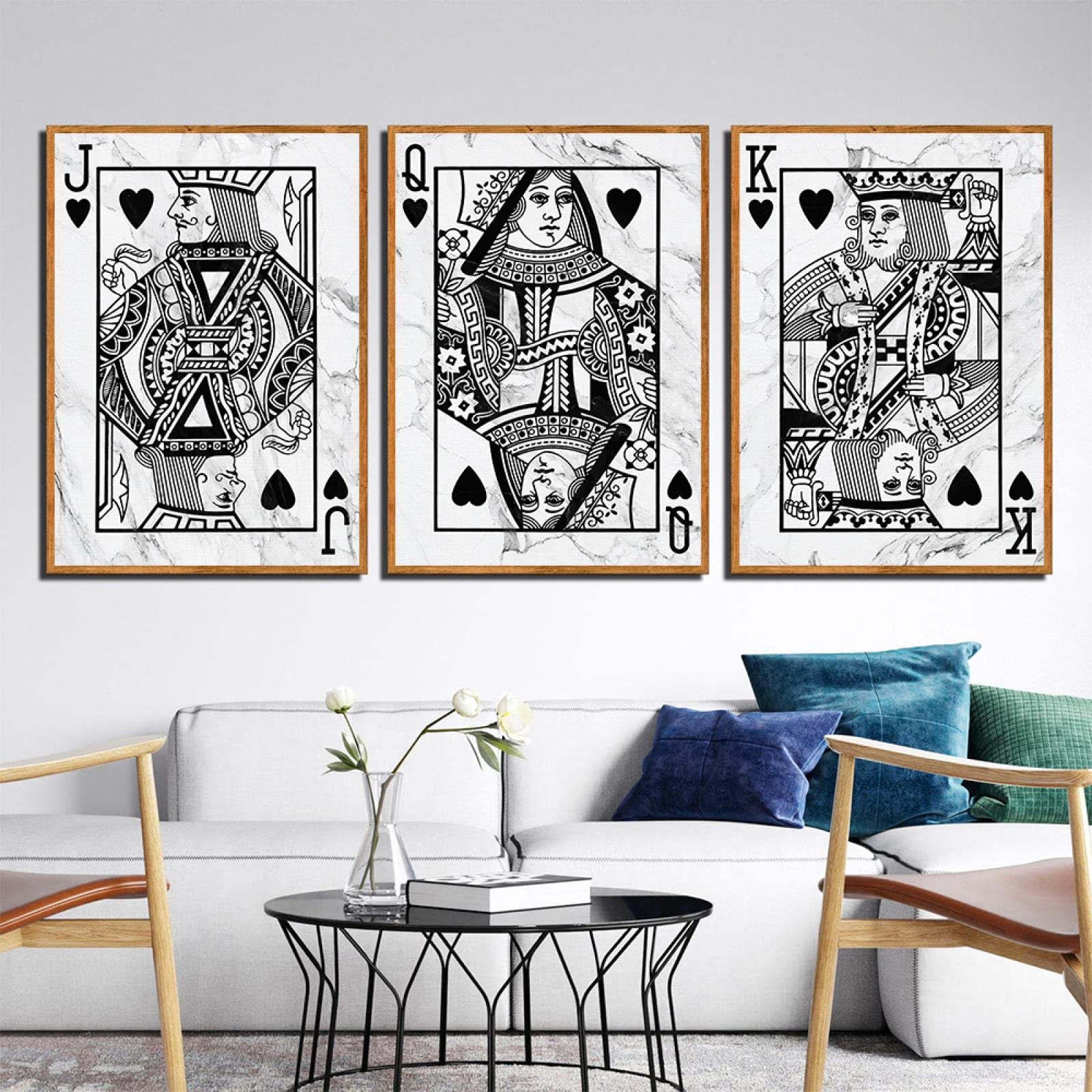 Dittelle Black,Gold Black & Gold Playing Prints Poster Ace King Queen Jack Canvas Painting Abstract Wall Art Pictures For Club Bar Home Room Decor19.6”X 27.5”(50X70cm)X3 No Frame