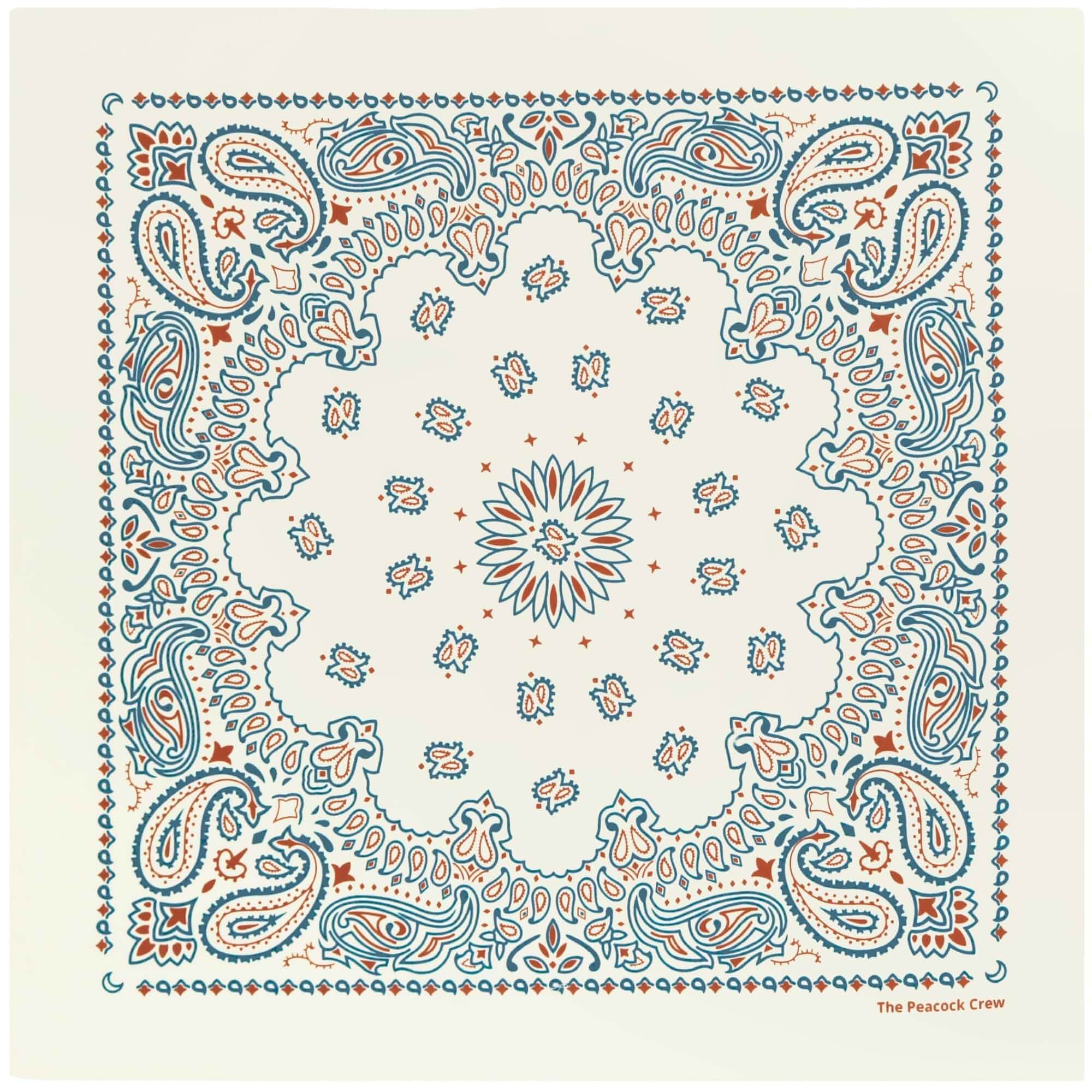 The Peacock Crew Premium Soft Cotton Designer Bandana for Men and Women 22x22 in Paisley
