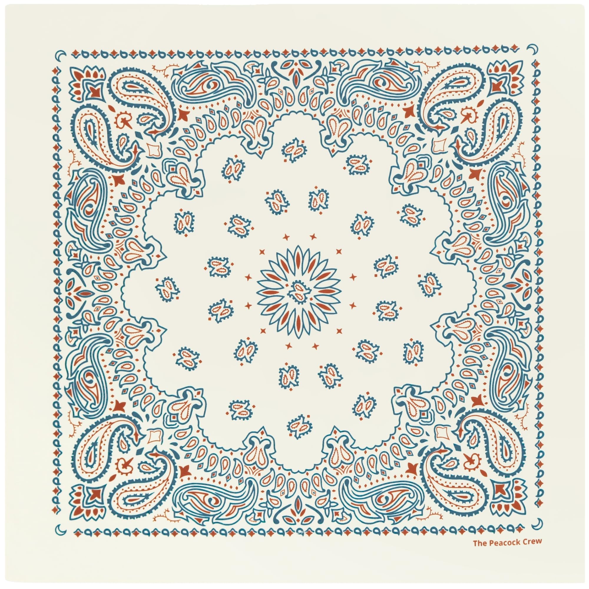 The Peacock Crew Premium Soft Cotton Designer Bandana for Men and Women 22x22 in