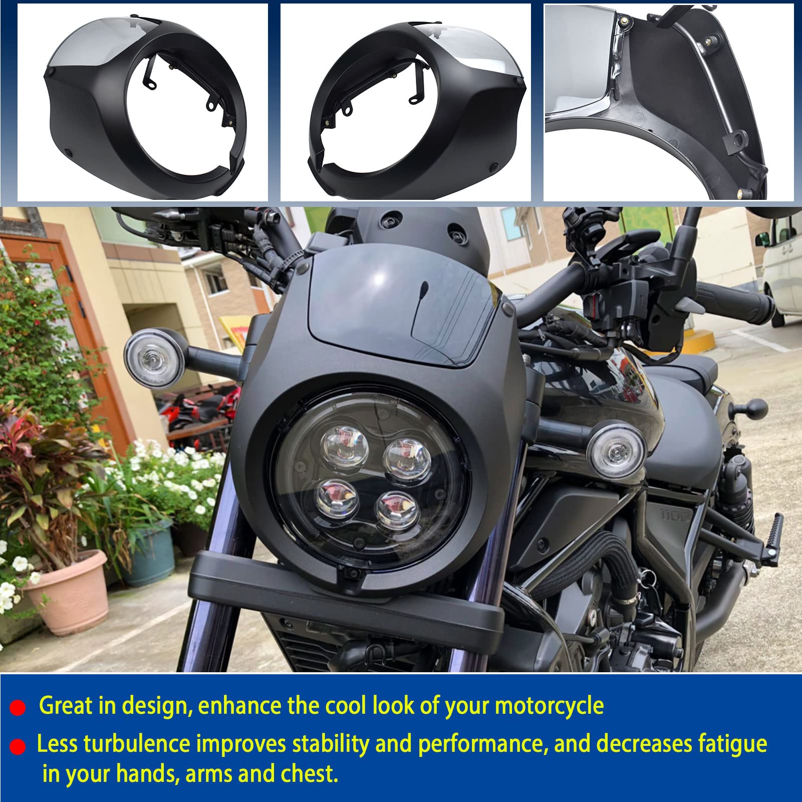 Amazon.com: Midimttop Motorcycle REBEL1100 Fron Mask Visor