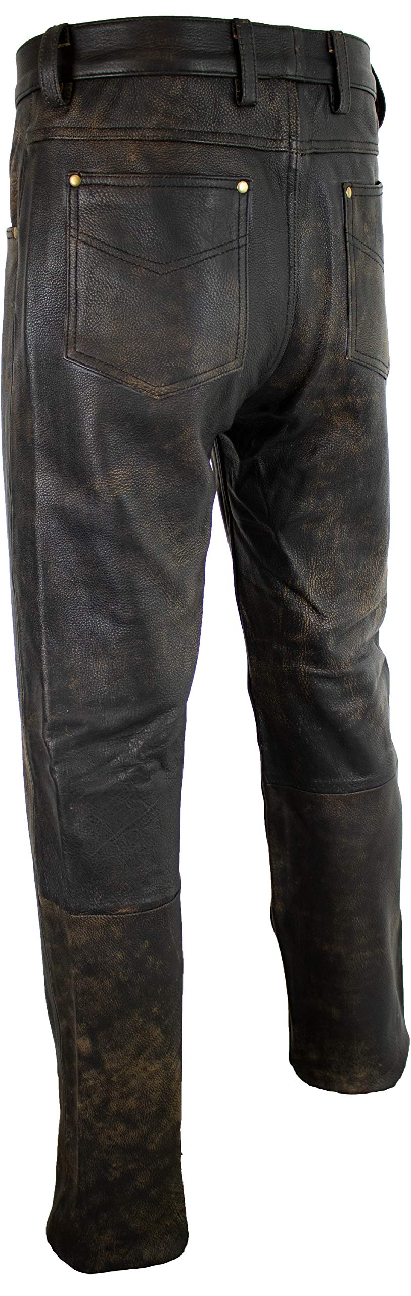 MDM Lederhose in antik braun Lederjeans Bikerjeans Motorrad Used Look