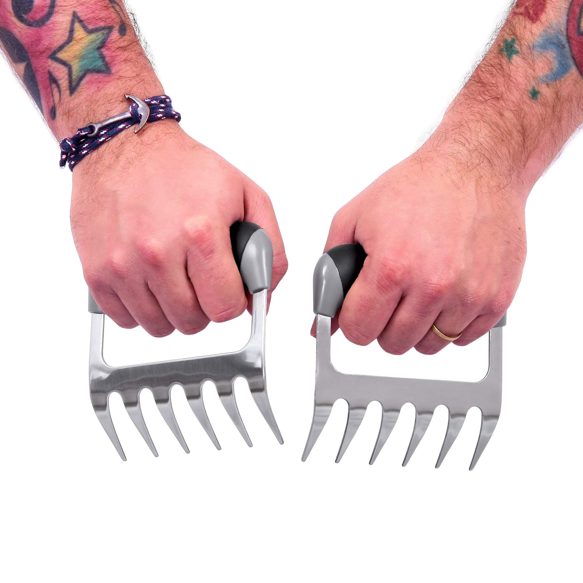 BBQ-Toro Set di 2 artigli per carne Grizzly in acciaio inox | Bear Meat Claws per carne di maiale tirata | Forchetta di carne, Artiglio di orso, Artigli di BBQ, Artigli di orso, Grill Claws, Forchette