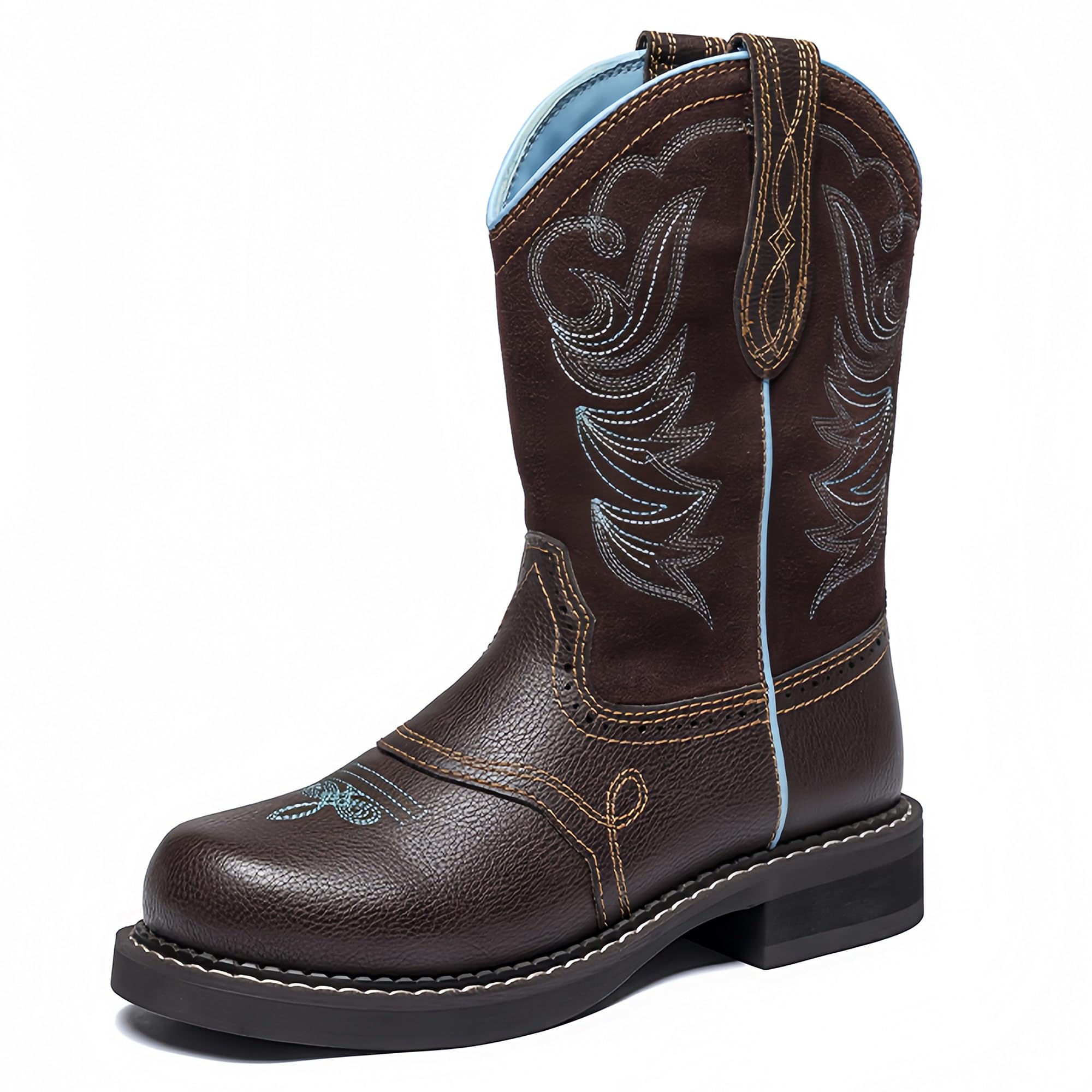 Stylish Western Cowboy Boots For Women Mid Calf Embroidered Boots Slip-On Wide Toe Rubber Outsole Fashion-Forward Design Perfect