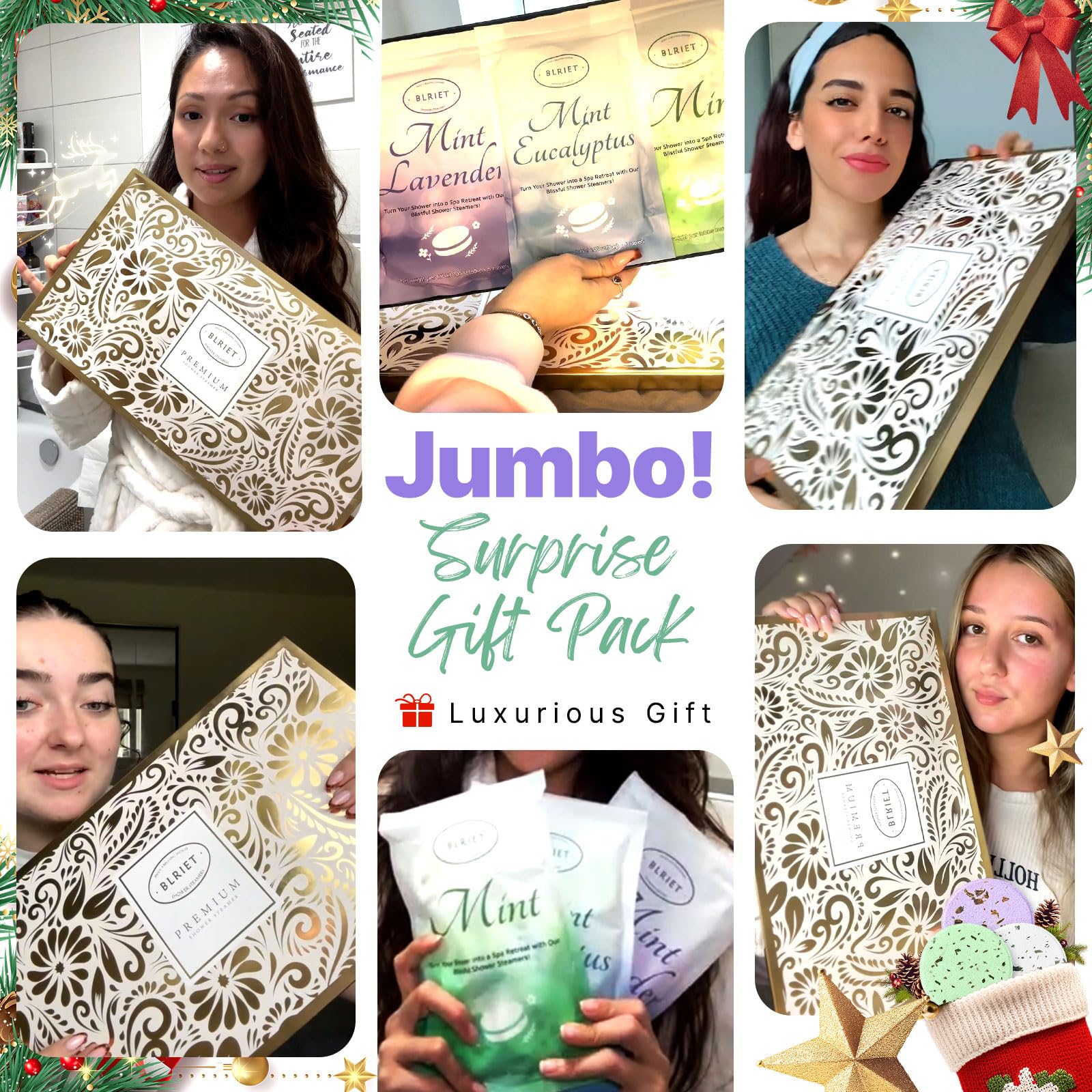 BLRIET Shower Steamers Aromatherapy 18 Pack Gifts for Women Birthday Mother Day Gift Natural Essential Oils Shower Bombs Stress Relief Mint and Lavender Relaxation for Mom her him Men Teens Adults