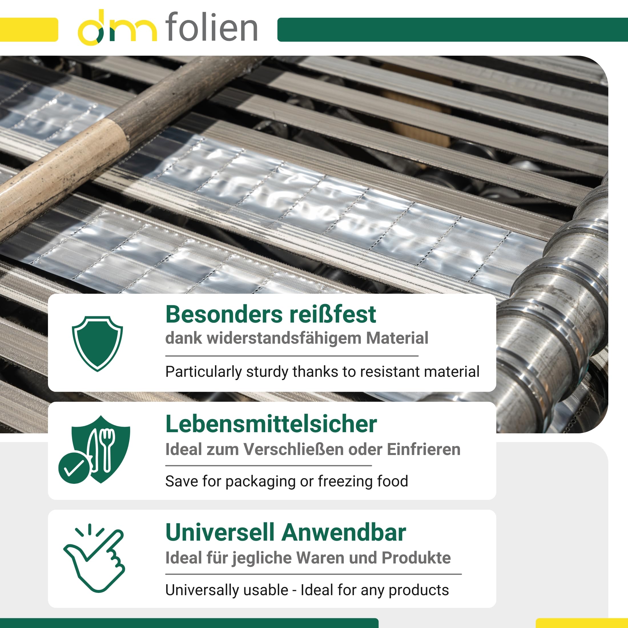 dm-folien Schlauchfolie in Schwarz I 500 mm x 250 m I 100 μ I Unbedrucktes Verpackungsmaterial aus LDPE I Reißfeste Schlauch-Folie zum Verpacken & Einfrieren von Lebensmitteln