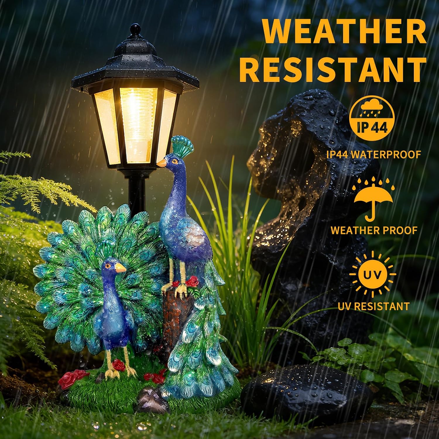 Solar Peacock Decor Outdoor, Garden Statue with Lantern for Patio Lawn Pathway Landscape Decoration Gift Gifts for Mother's Day Birthday Housewarming