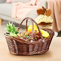 Vista 5 de Wesiti 6 cestas de mimbre para picnic con asa, cesta de cosecha tejida a mano, a granel, tolva de flores de mimbre para almacenamiento, picnic