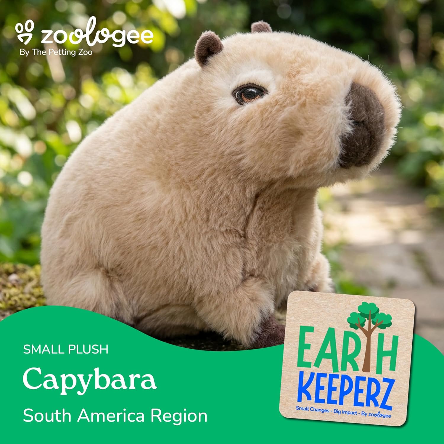 The Petting Zoo Capybara Stuffed Animal Plushie, Gifts for Kids, Earth Keeperz Wildlife Animals, Zoologee Brown Capybara Plush Toy, 10 inches