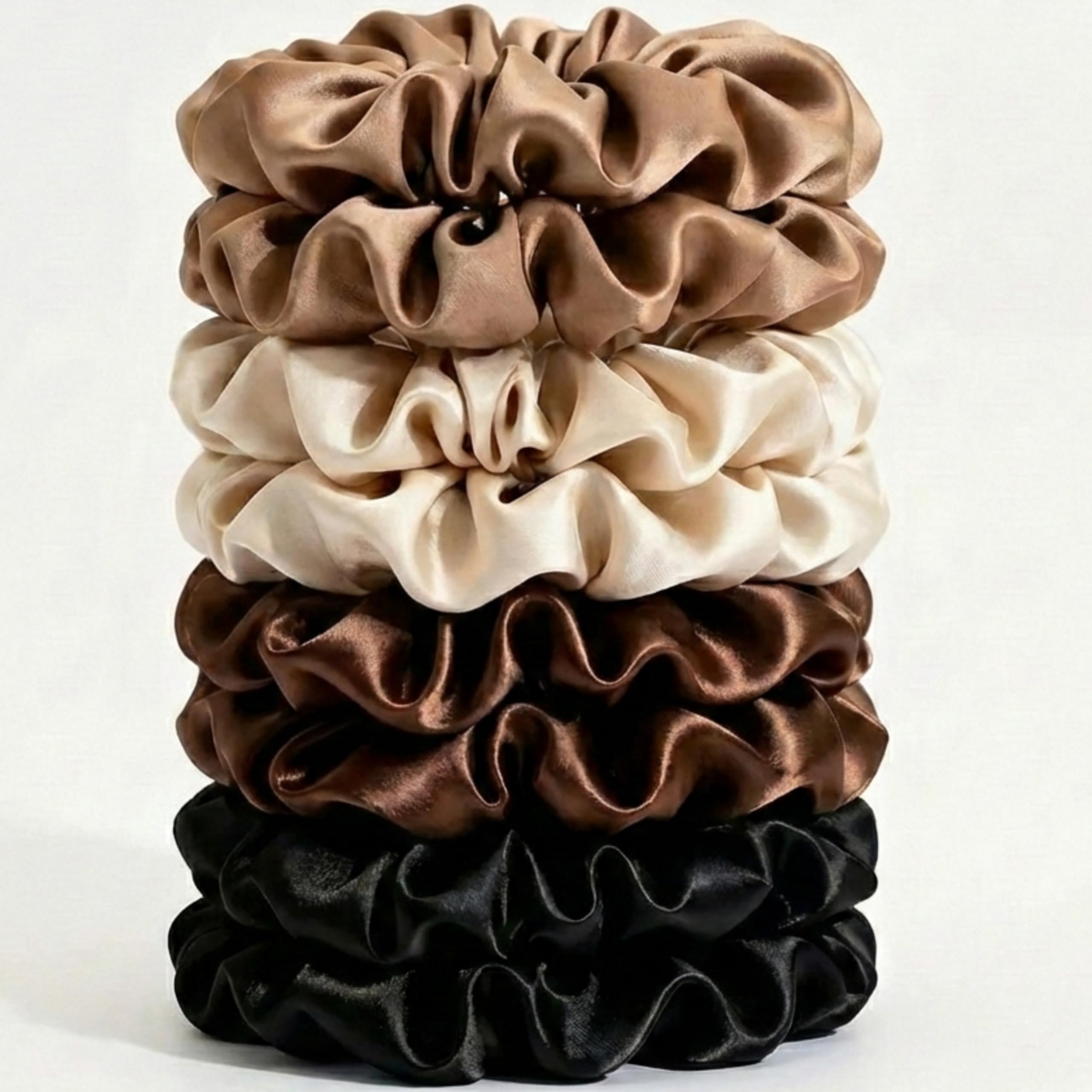 Hair Ties for Less Frizz & Breakage Hair Bobbles for Women&Girls - 8 Pcs Softer&Durable Elastic Hair Bands, Neutral Mocha Brown, Black, Beige & Earth Tones for All Hair Types and Textures