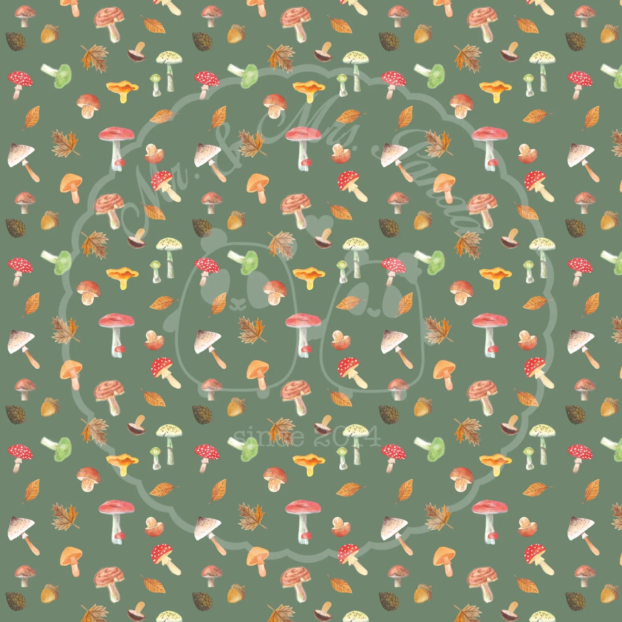 Mr. & Mrs. Panda Decke Pilz Wald 130 x 155 cm - Geschenk, Kuscheldecke, Laub Muster, Pilze, Sofadecke, Wohndecke, Wärmedecke, Heimdecke
