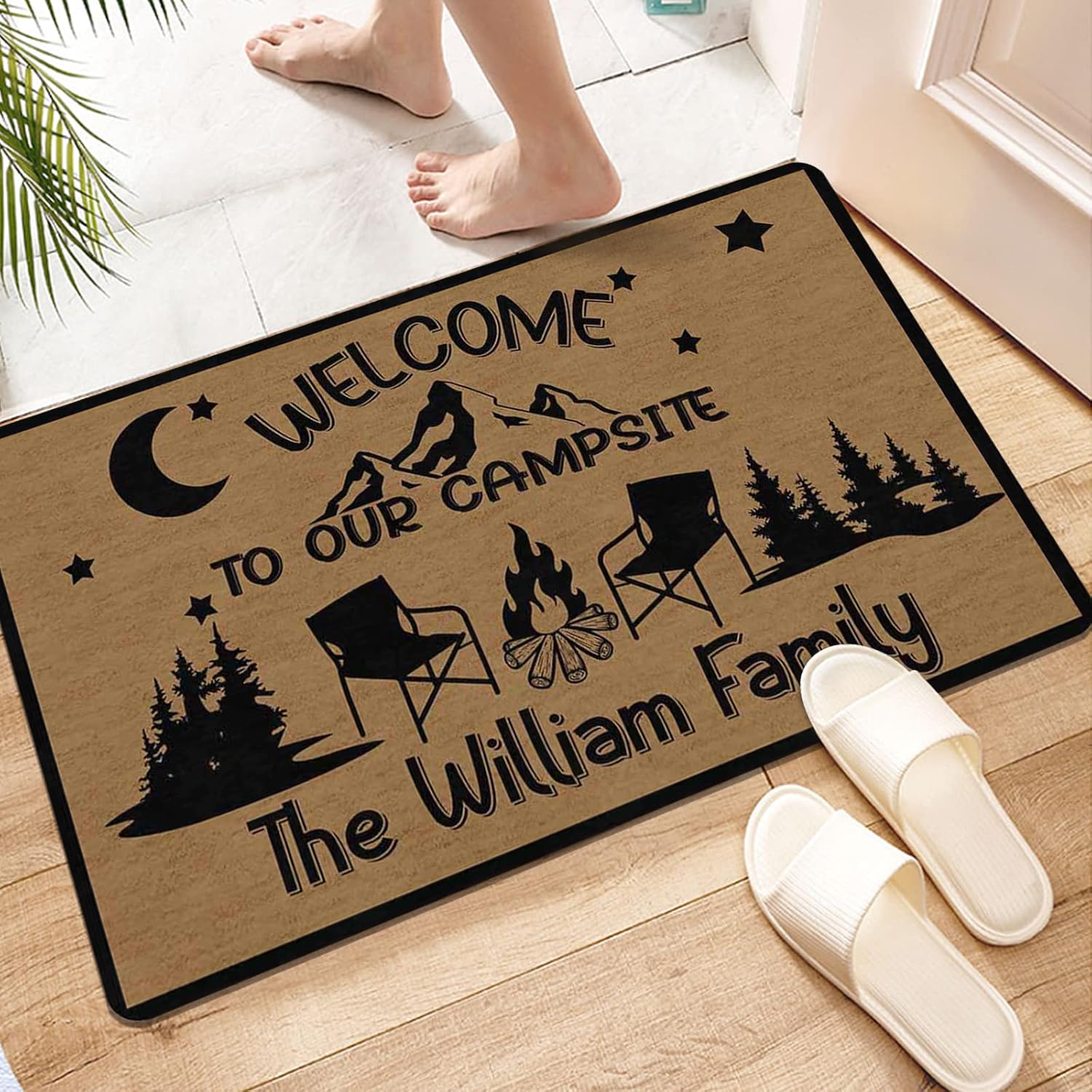 Magimagine Custom Camping Rv Door Mat with Text,Personalized Camper Doormat,Customized Camper Rug Accessories Sign Decorations for Inside Indoor Outdoor Travel Trailers Motorhome 30 * 18in